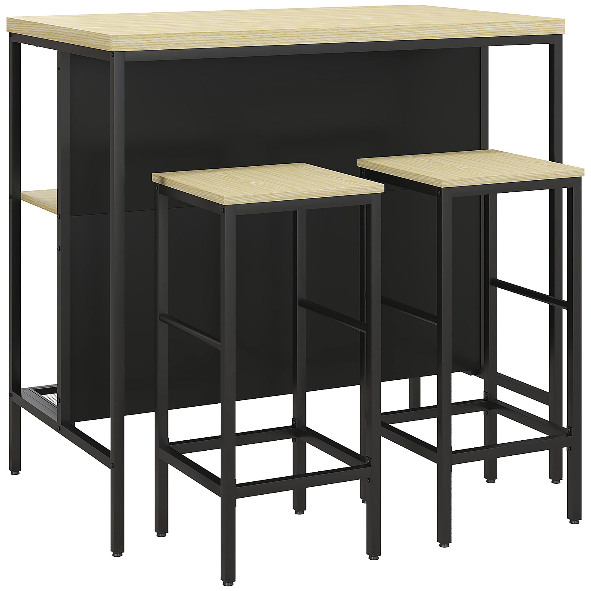 Ensemble de table de bar MDF Bois naturel, HOMCOM