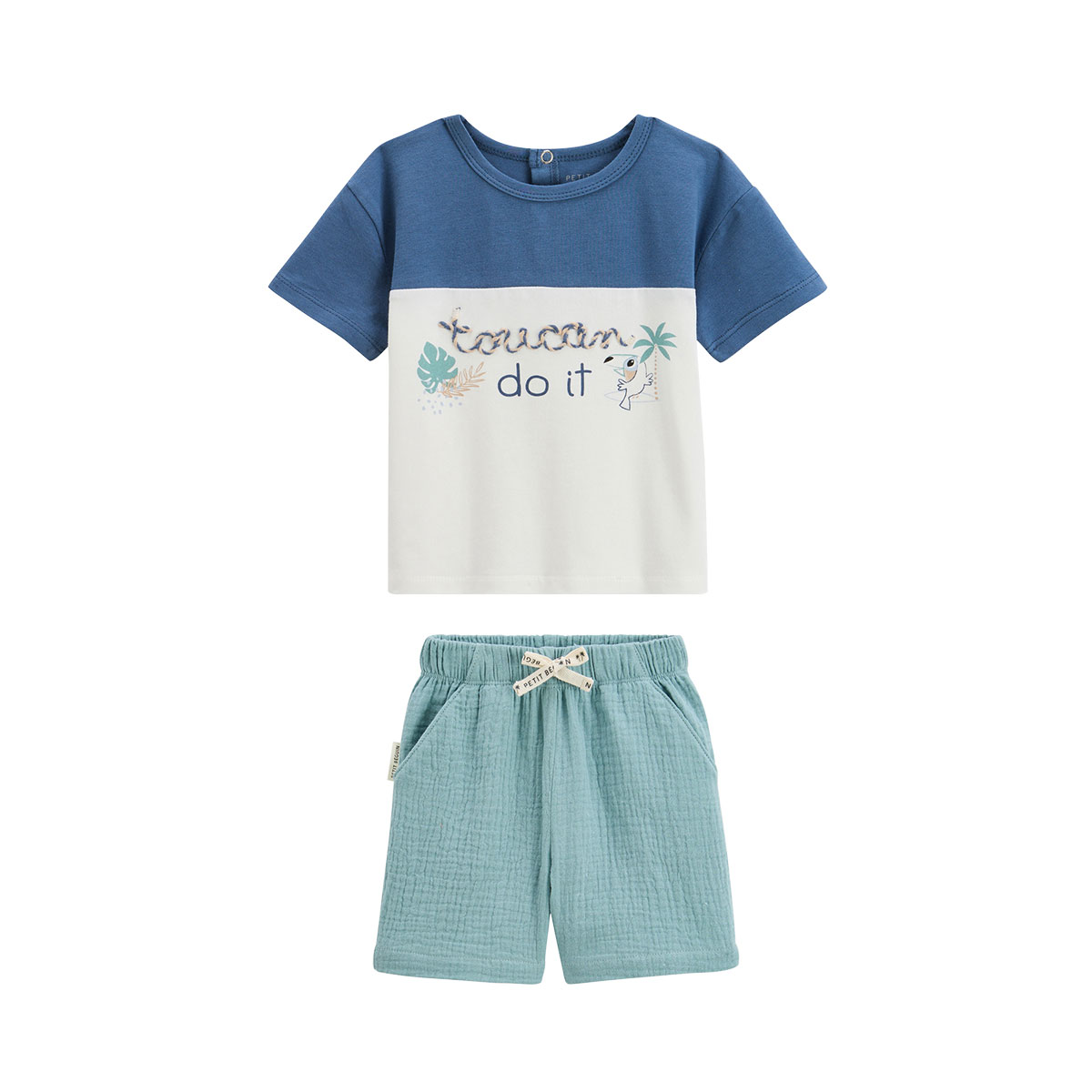 Ensemble enfant t-shirt et short en gaze de coton Toucana, PETIT BEGUIN