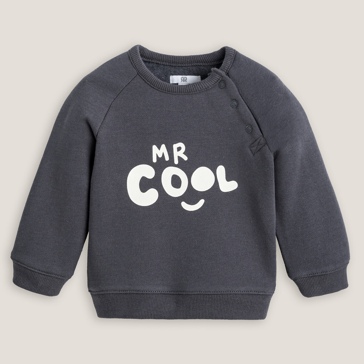 Slogan print sweatshirt in cotton mix with crew neck, charcoal grey, La ...