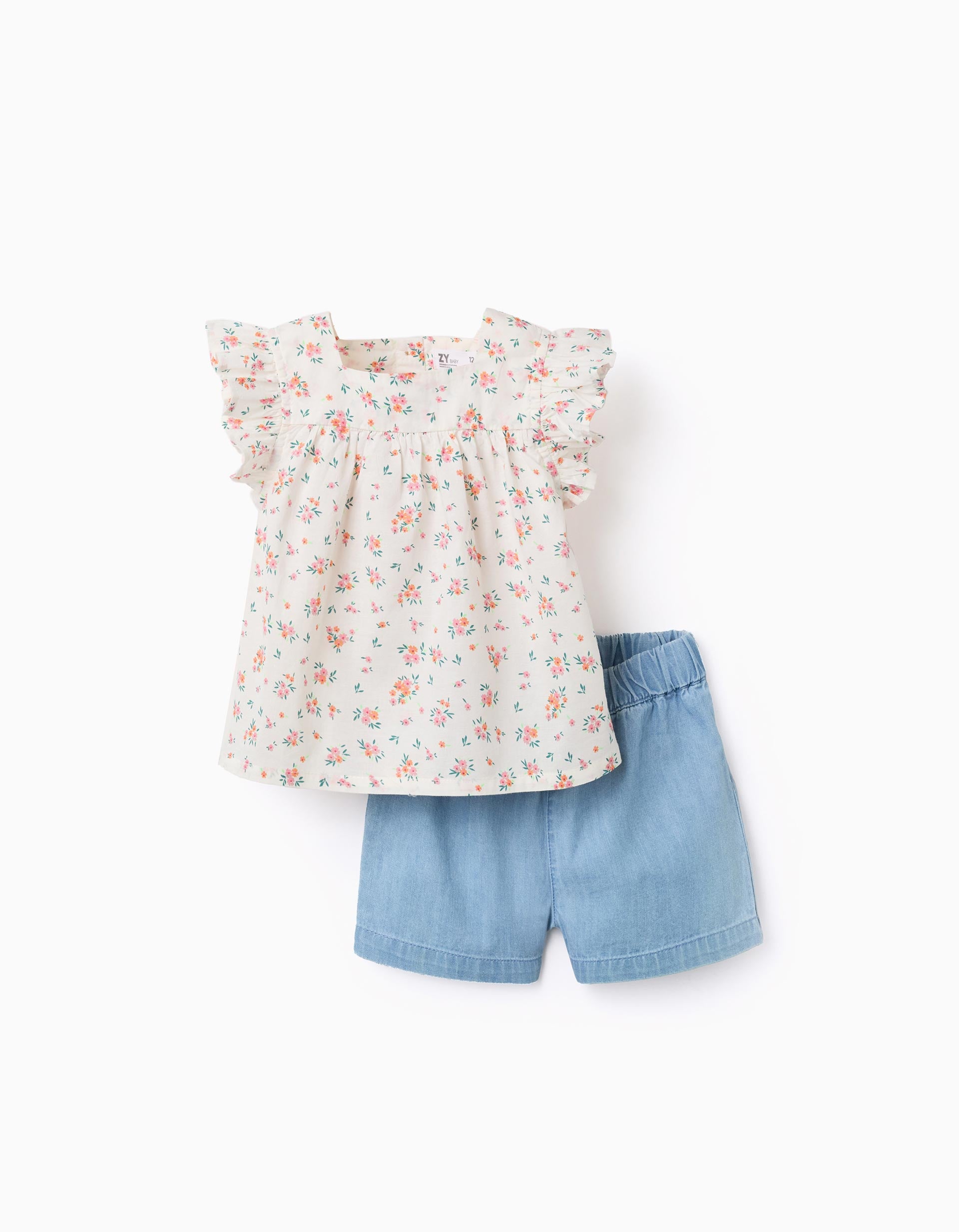 Chemisier à motif floral et short en jean, ZIPPY