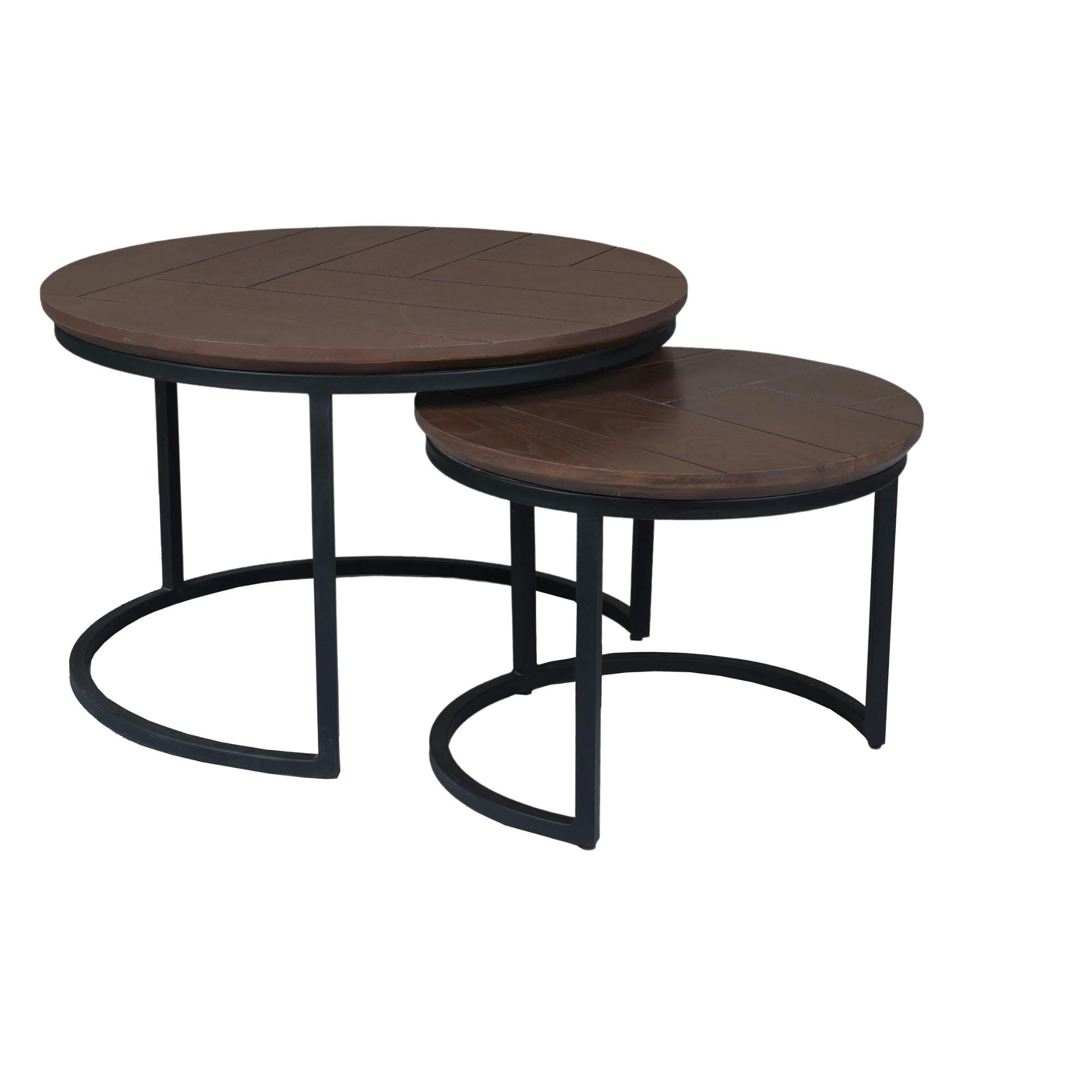Table basse gigogne ronde bois/métal (lot de 2) LEXTON, PIER IMPORT