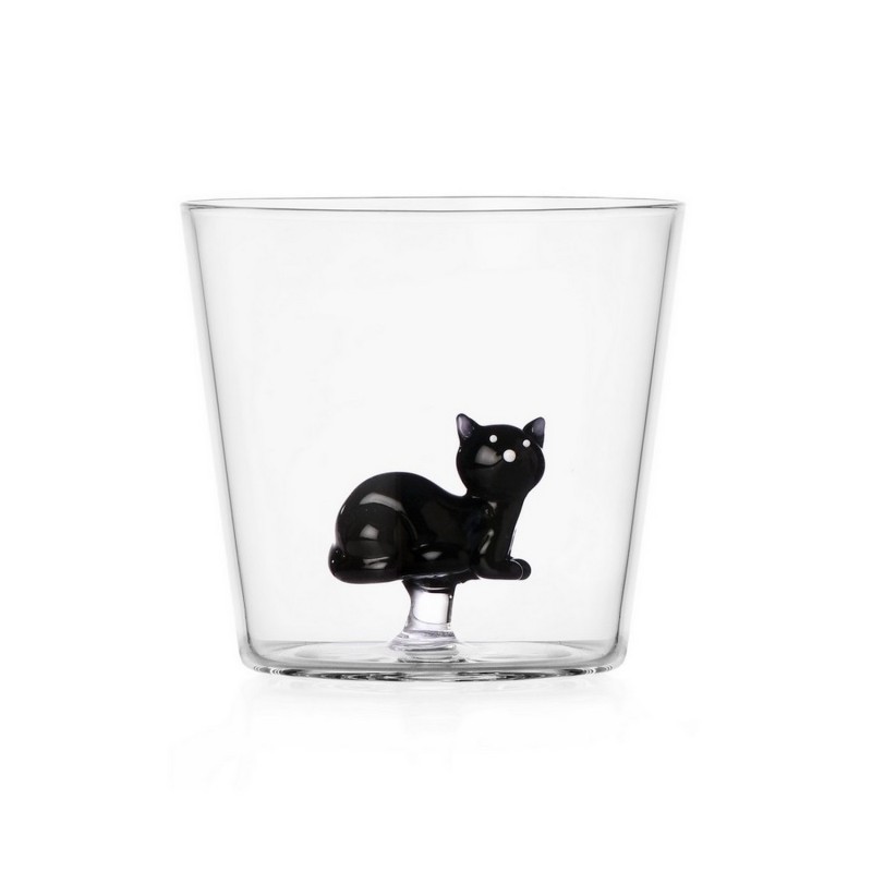 Verre à eau chat TABBY CAT black cat, ICHENDORF