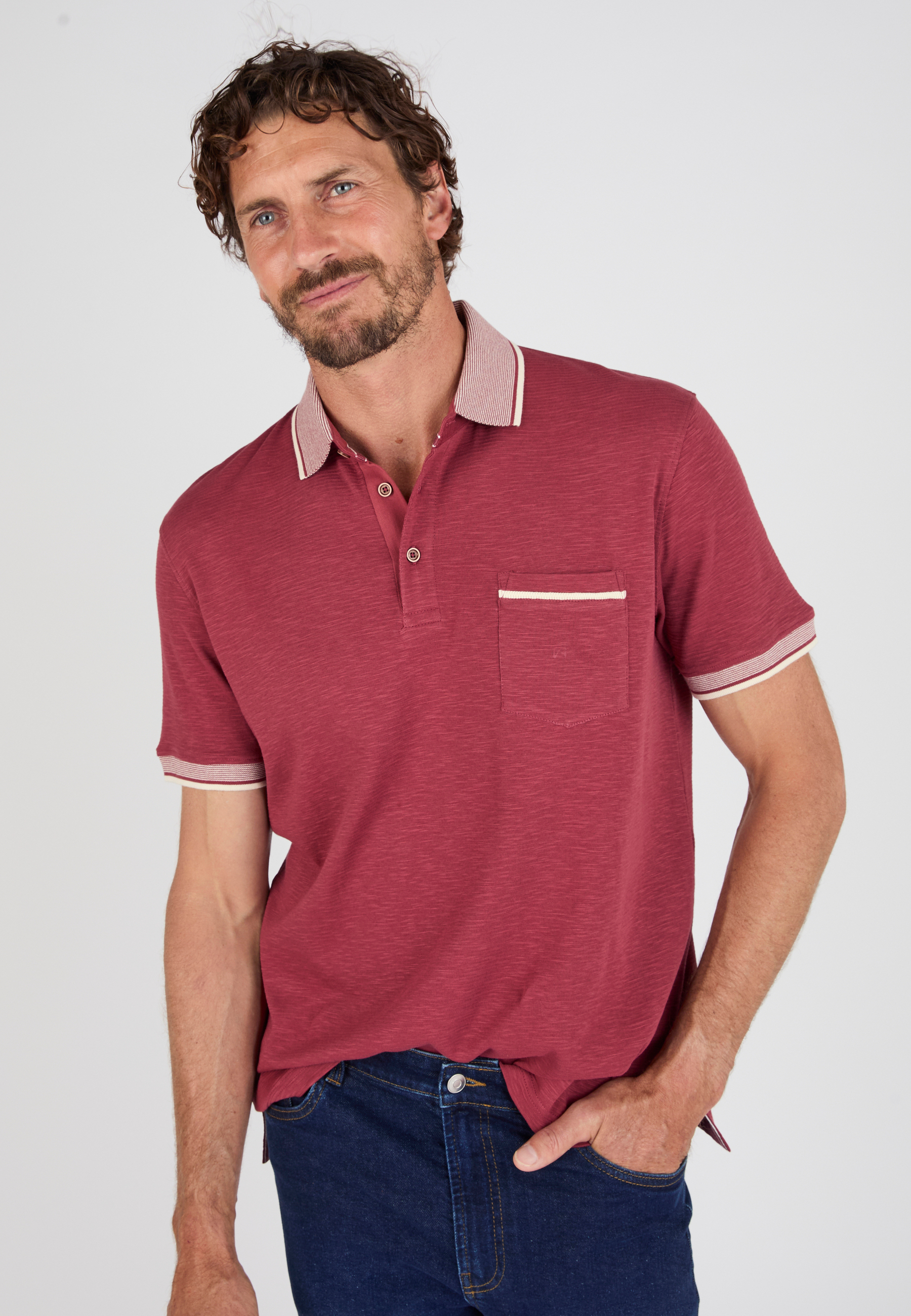 Polo manches courtes en maille reliefée, DAMART