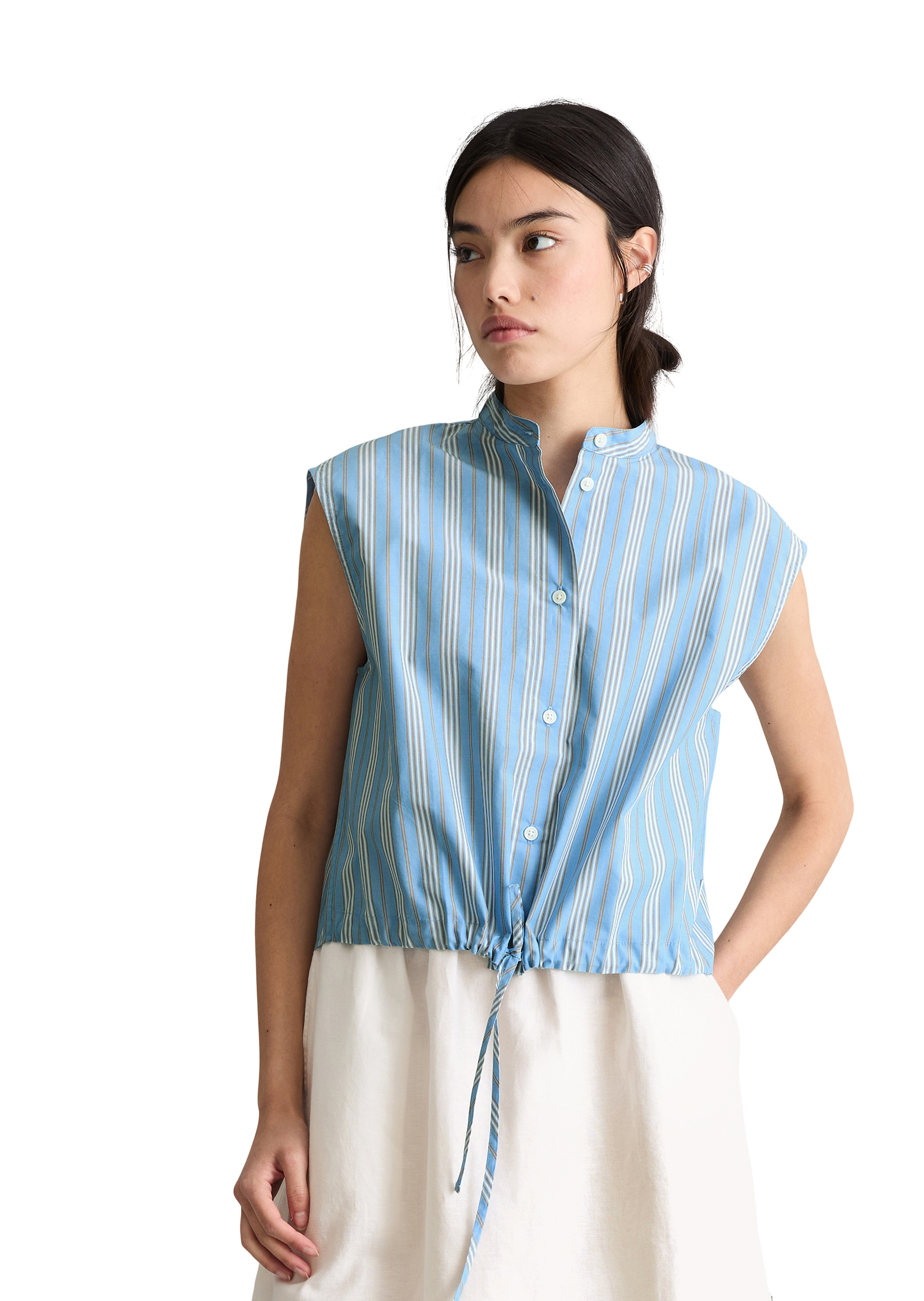 Blouse rayée relaxed en popeline Papertouch, MARC O’POLO DENIM