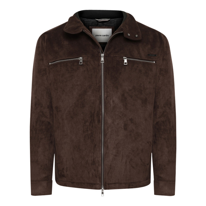 Blouson marron uni avec un col à revers et une fermeture zippée, CARDIN SPORTSWEAR