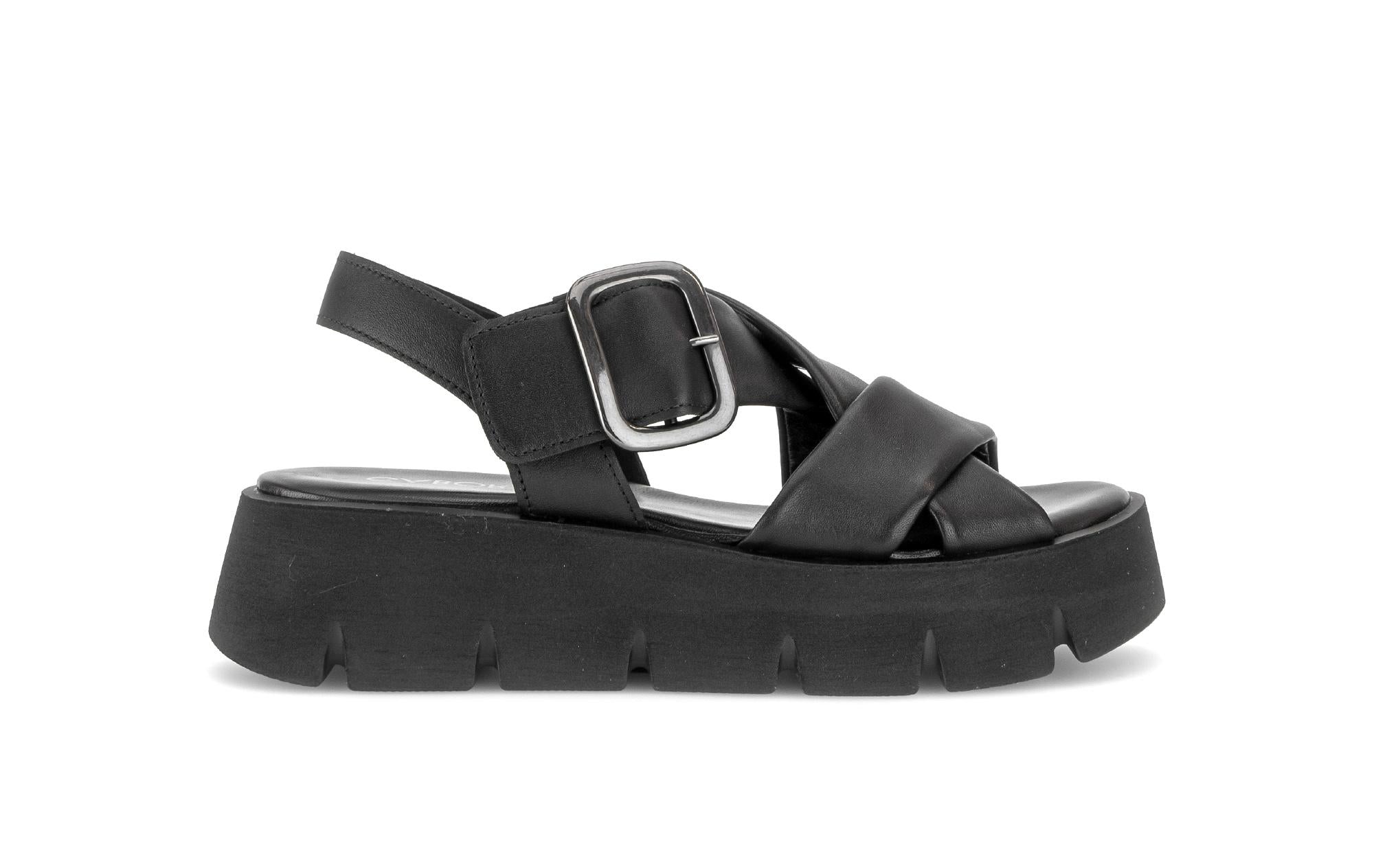Sandales en cuir à talon compensé, GABOR
