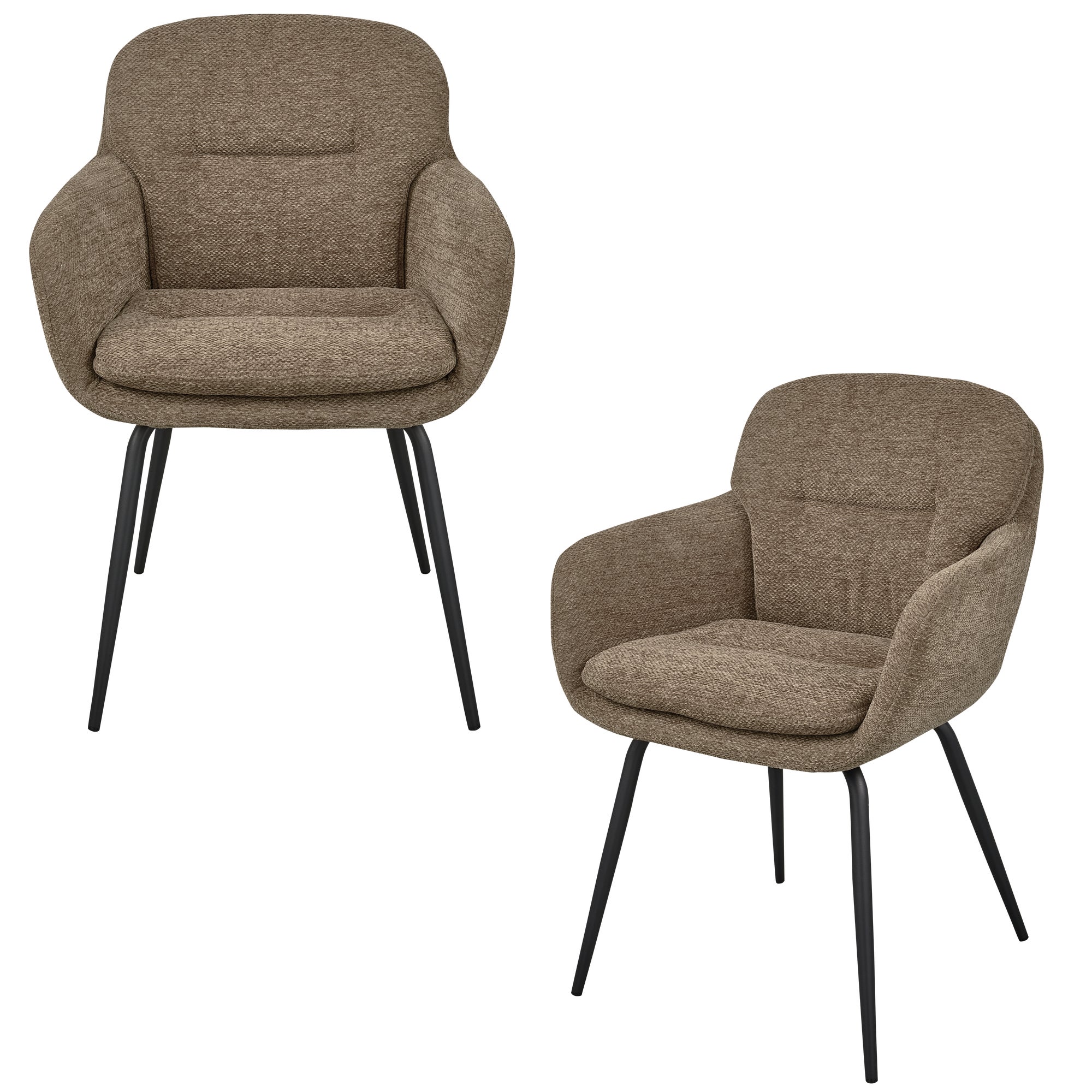 Lot de 2 chaises de table en tissu chenille RUNA, WOOOD