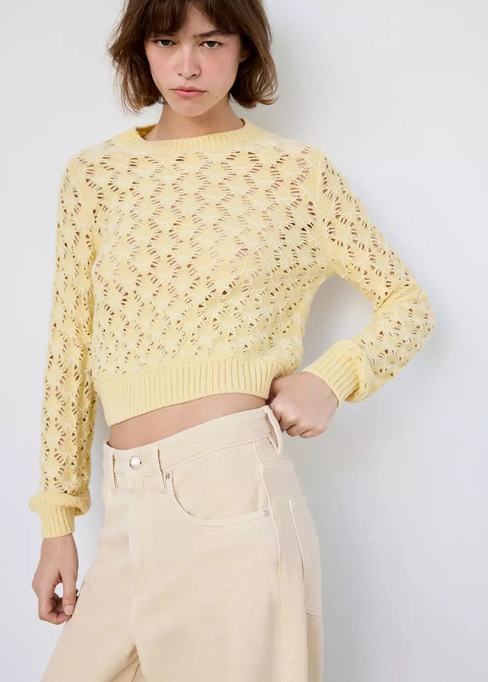 Pull en maille ajourée, MANGO