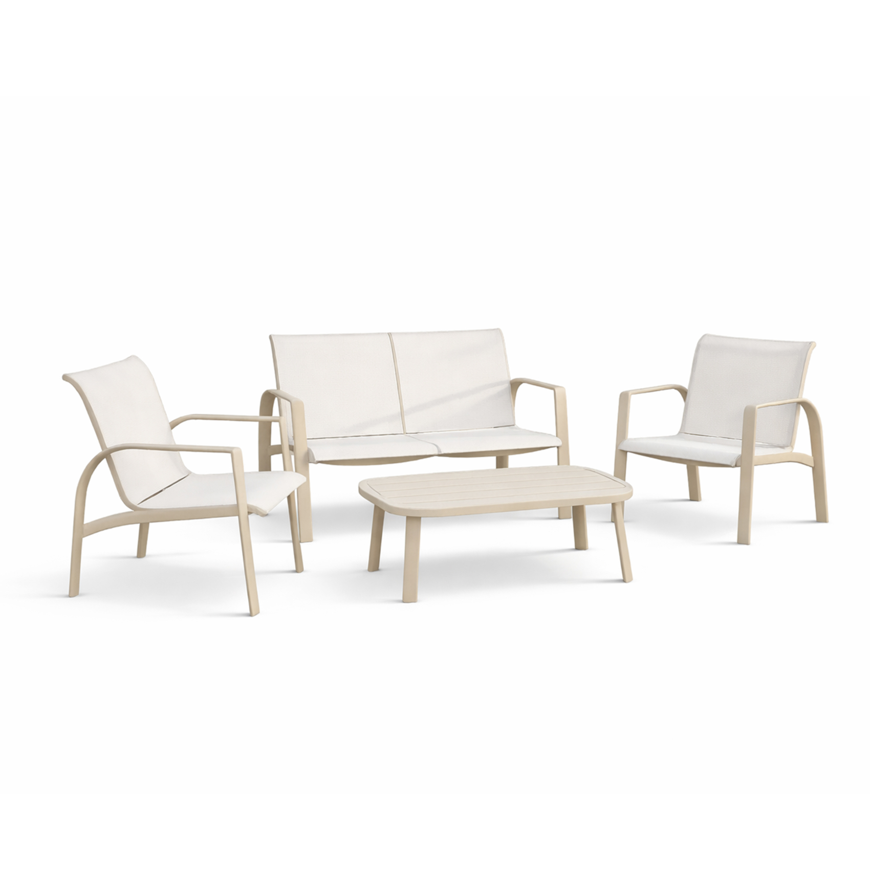 Salon de jardin bas 4 places en aluminium, HOME MAISON