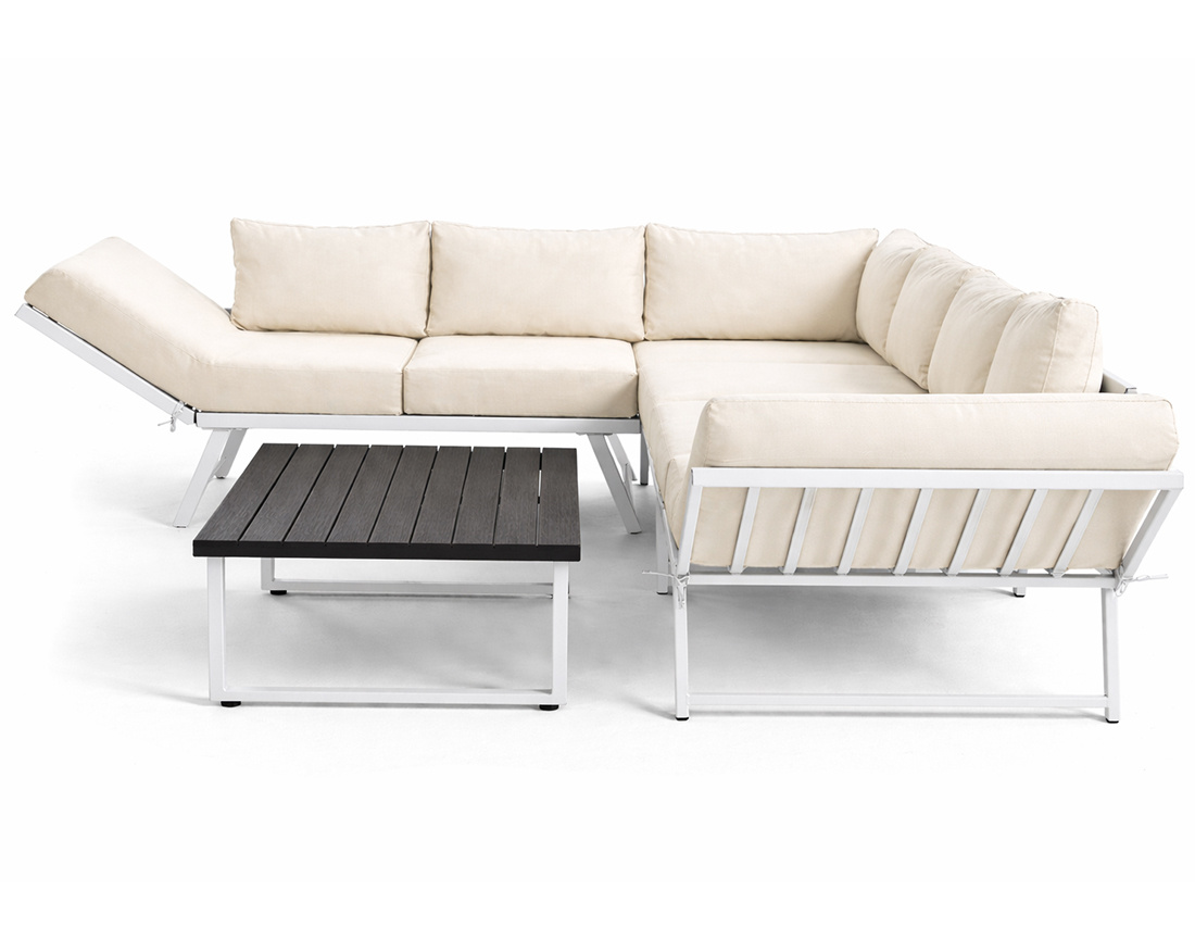 Salon de jardin d'angle 5pl et table, acier, KONNA, BEST MOBILIER
