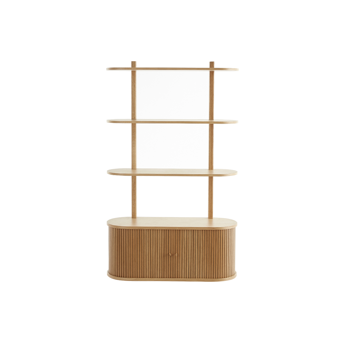 Bibliothèque murale en bois clair chêne avec rangement 2 portes coulissantes L90 cm EPIC, MILIBOO