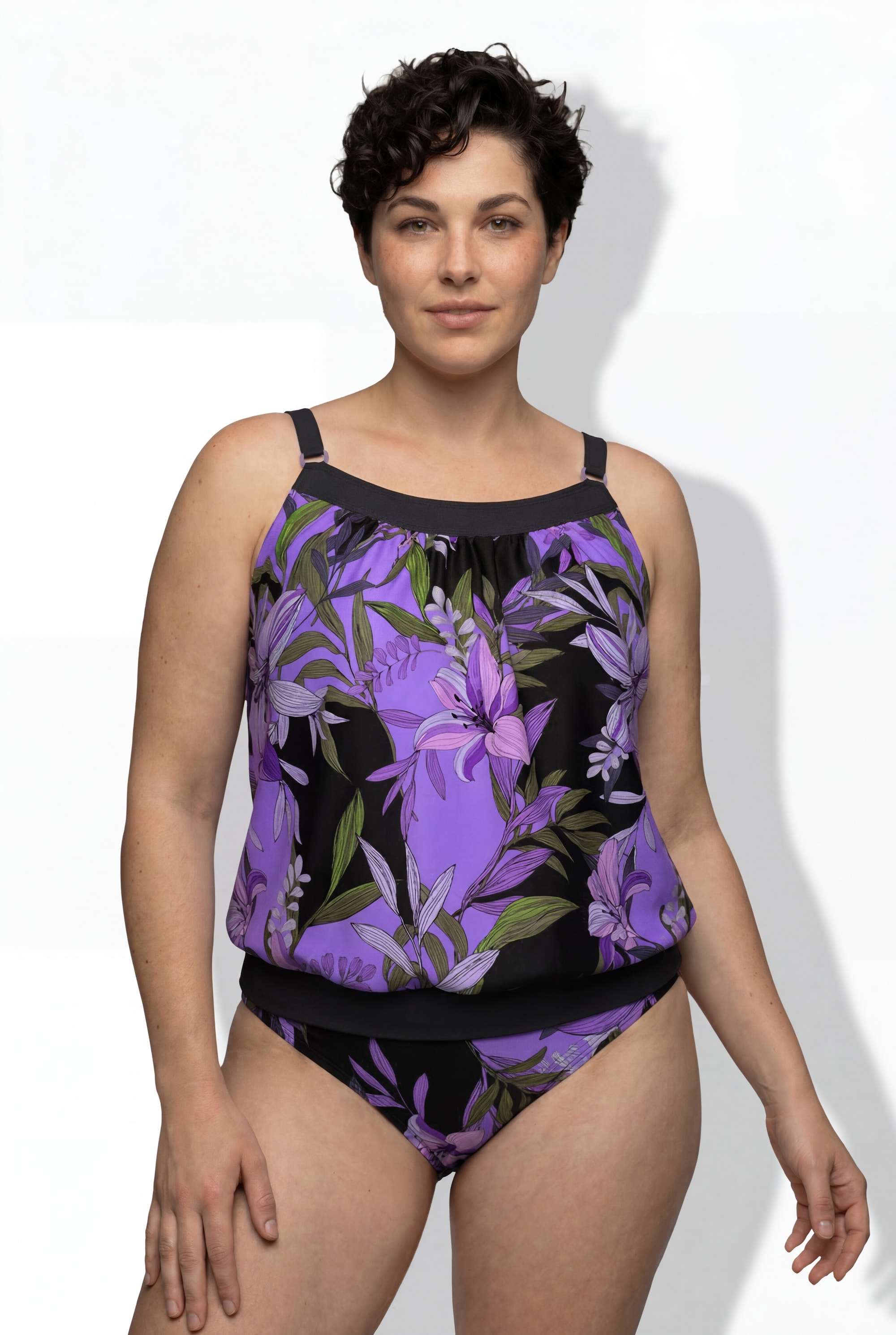 Tankini motif lys, bonnets souples, ULLA POPKEN