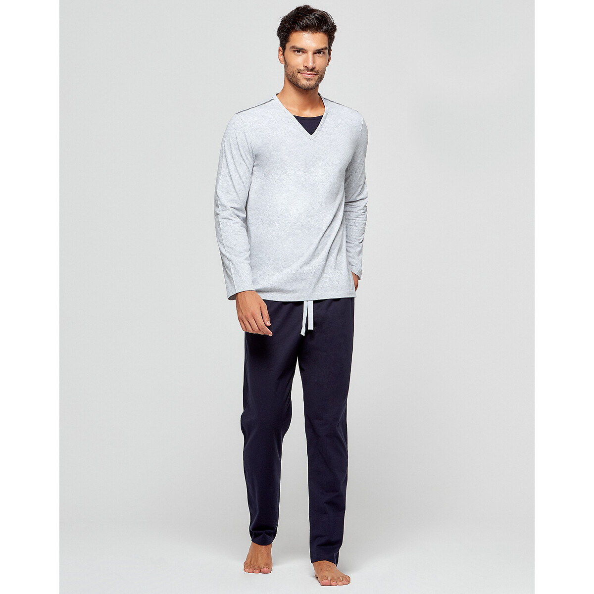Pijama algodón orgánico gris/azul marino Impetus | La Redoute