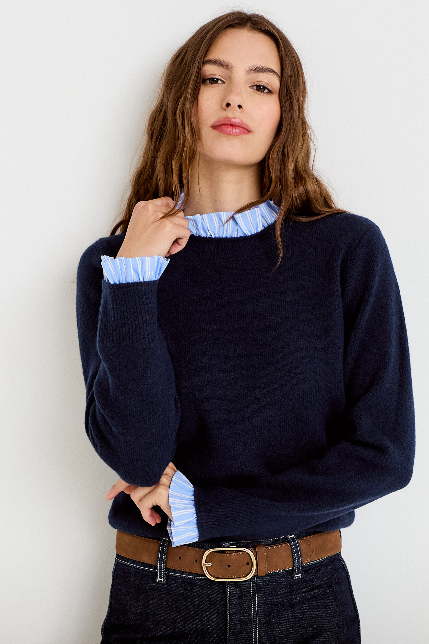 Pull col chemise manches longues, CACHE CACHE