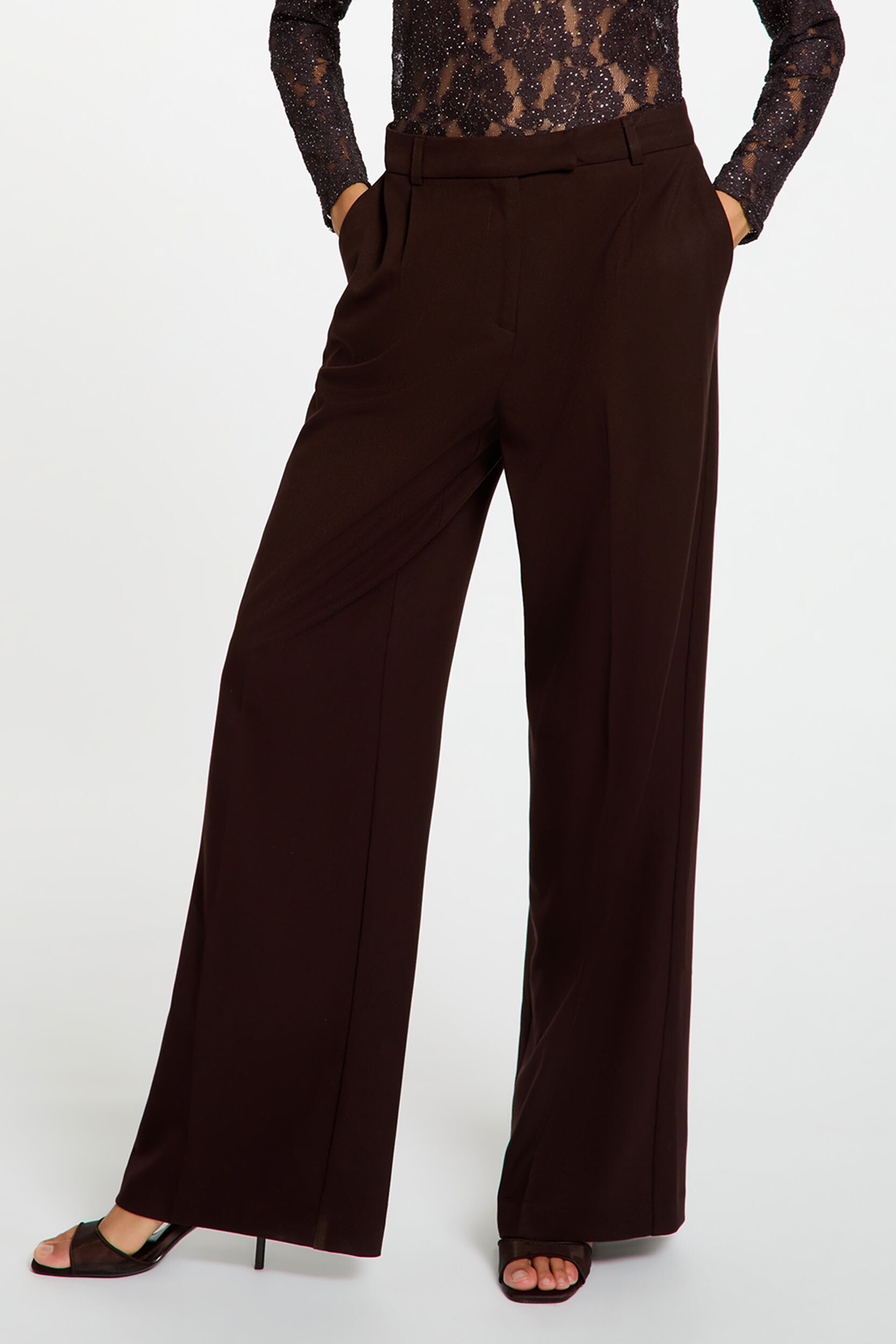 Pantalon large taille haute, MORGAN