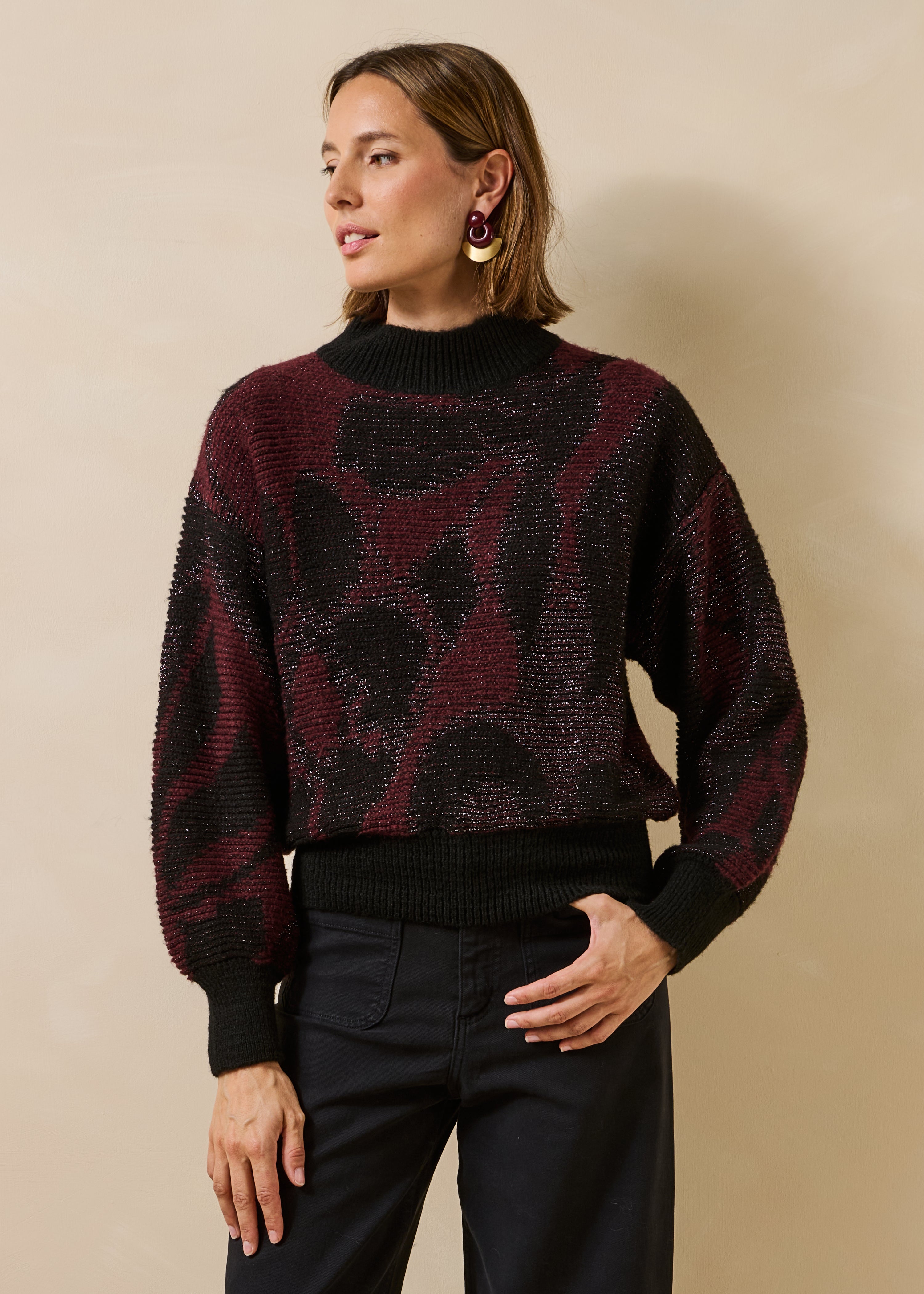 Pull manches longues irisé en jacquard, LA FEE MARABOUTEE