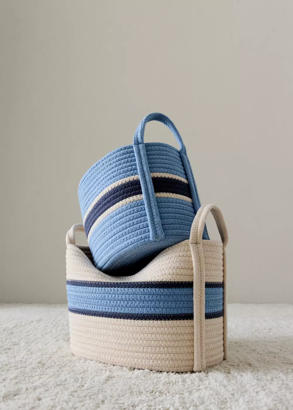 Panier coton avec anses taille moyenne, MANGO HOME