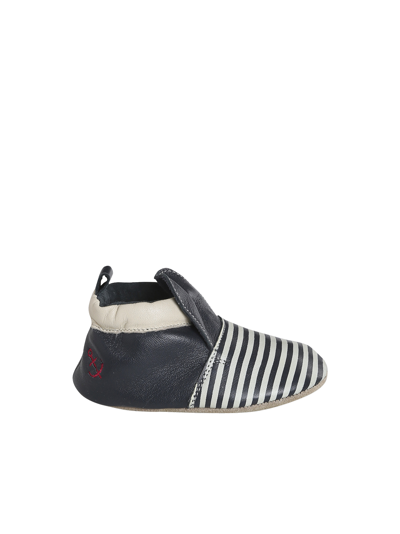 Chaussons élastiqués bicolores en cuir souple bébé, VERTBAUDET