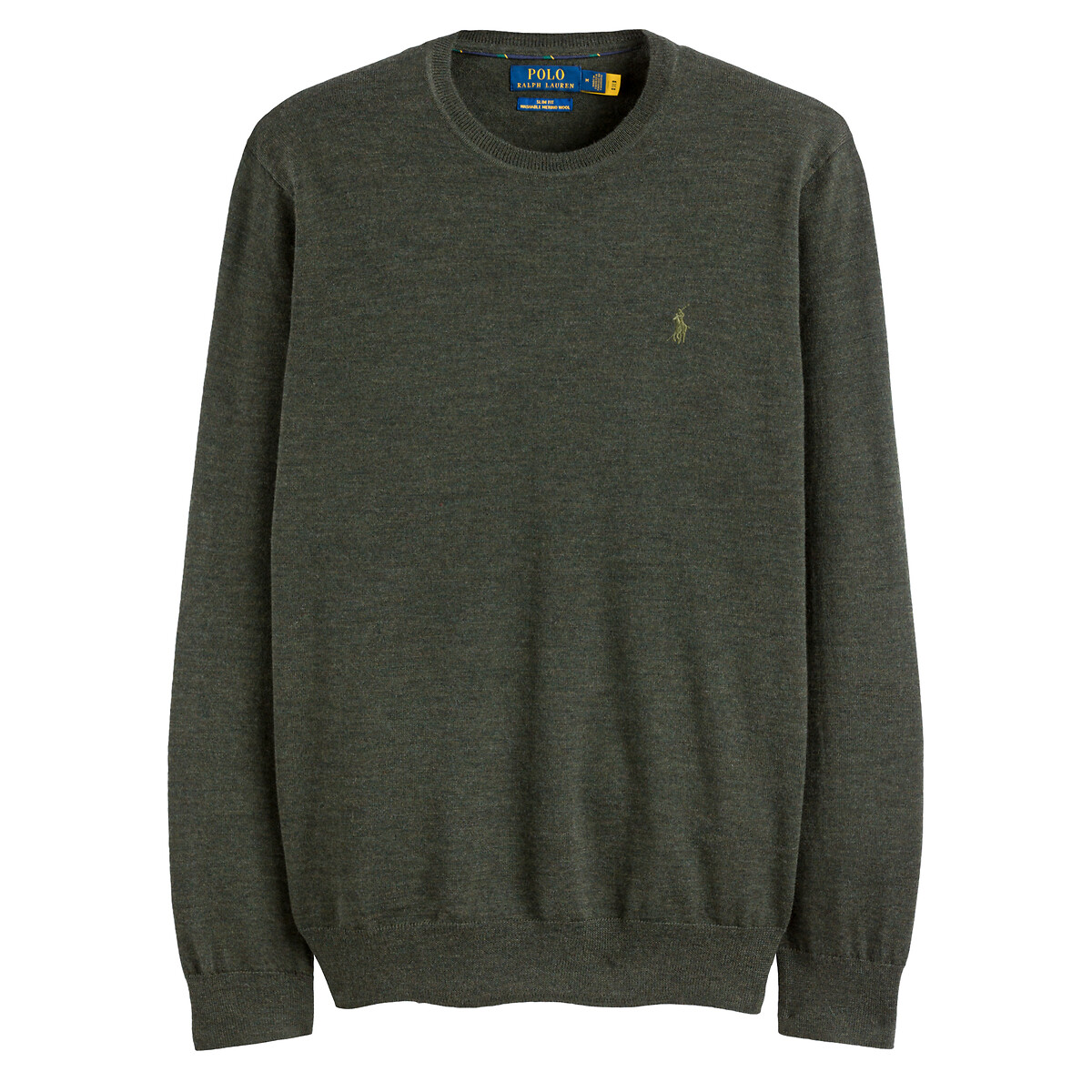 Image of Pony Player Jumper with Embroidered Logo and Crew Neck in Merino Wool