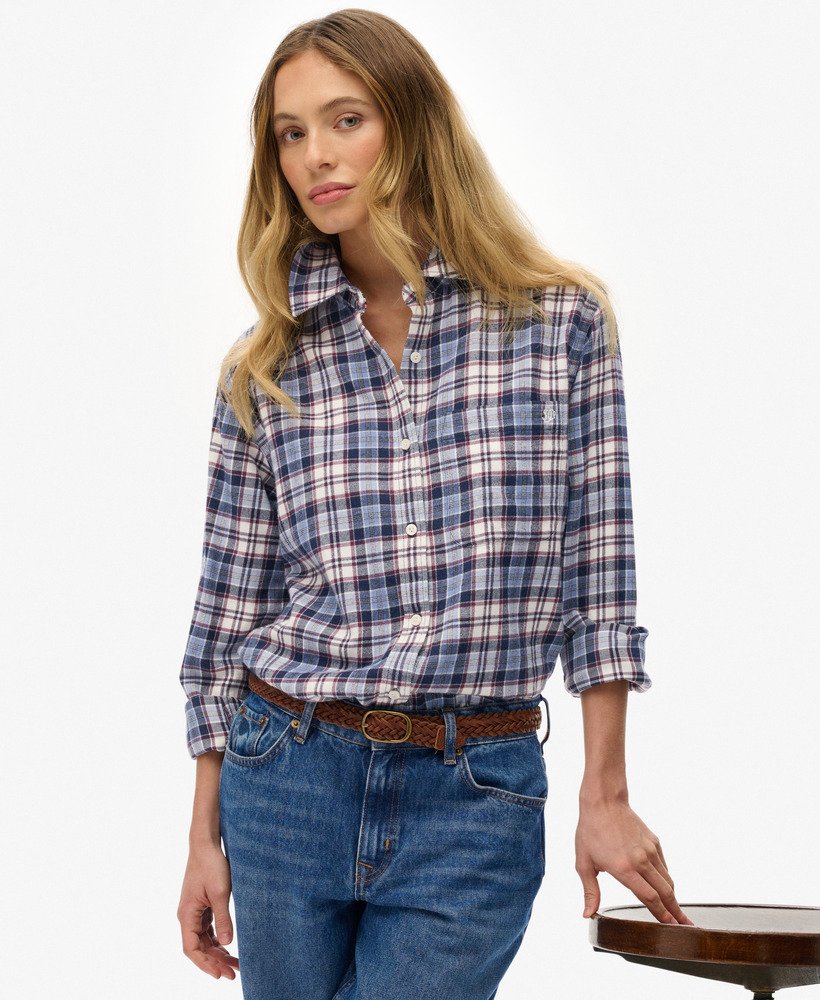 Chemise Flanelle Carreaux Coupe Oversize, SUPERDRY