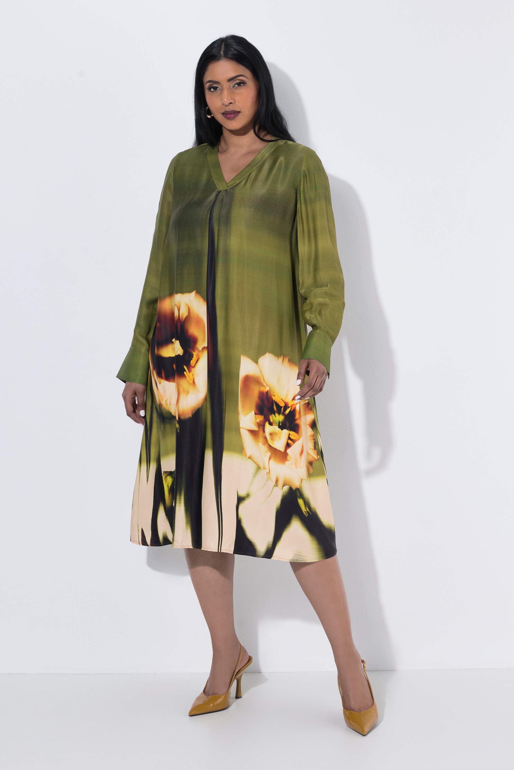 Robe midi à fleurs, coupe évasée, ULLA POPKEN