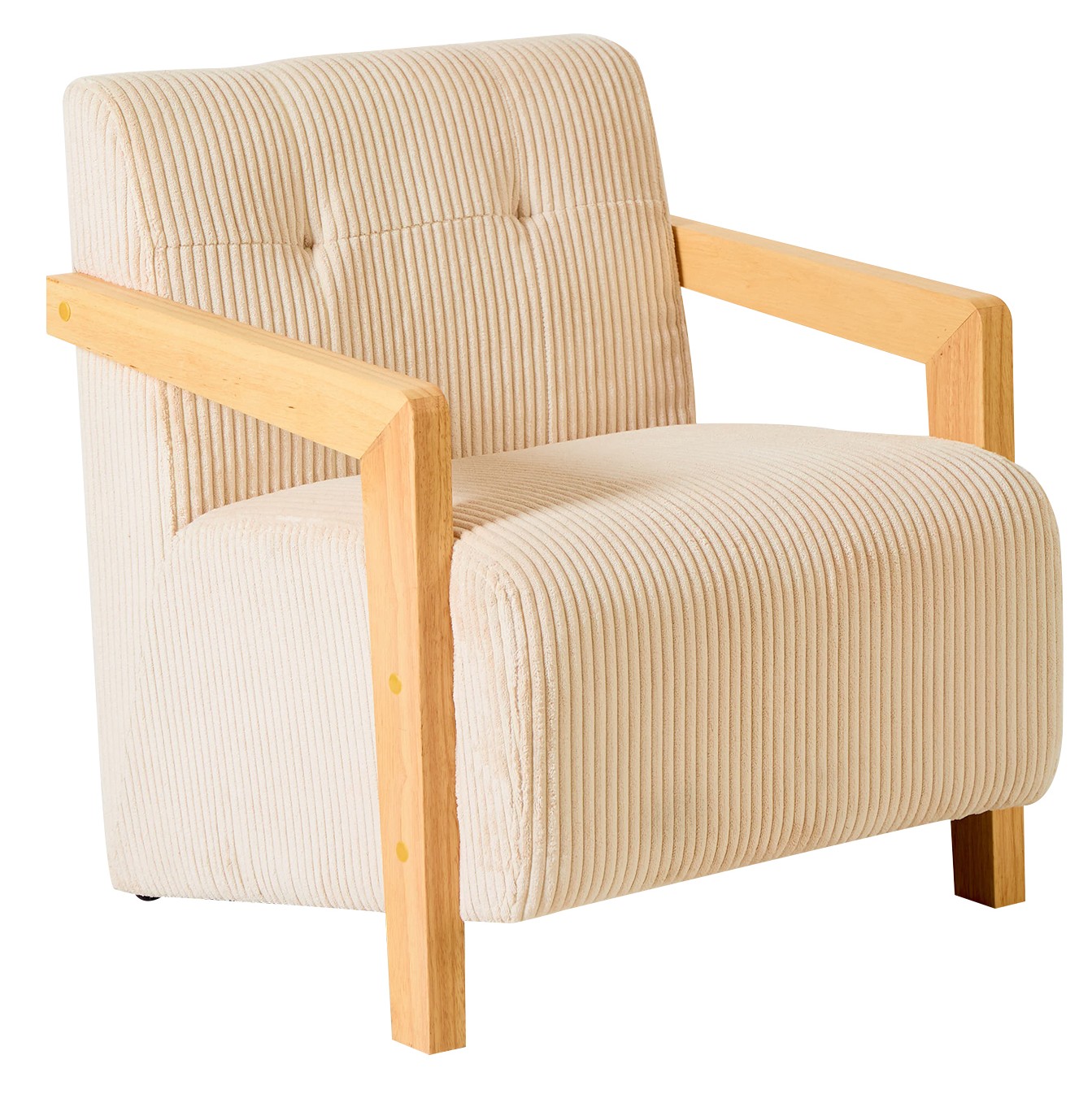 Fauteuil de salon en bois massif et velours côtelé, LERWICK, NORDLYS
