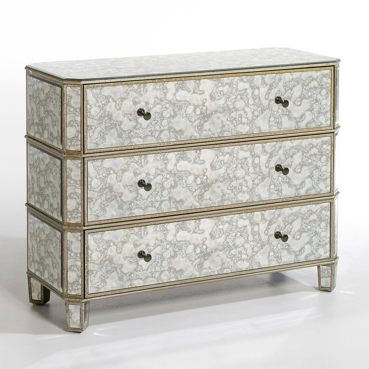 Winsome Distressed Mirror Chest of Drawers