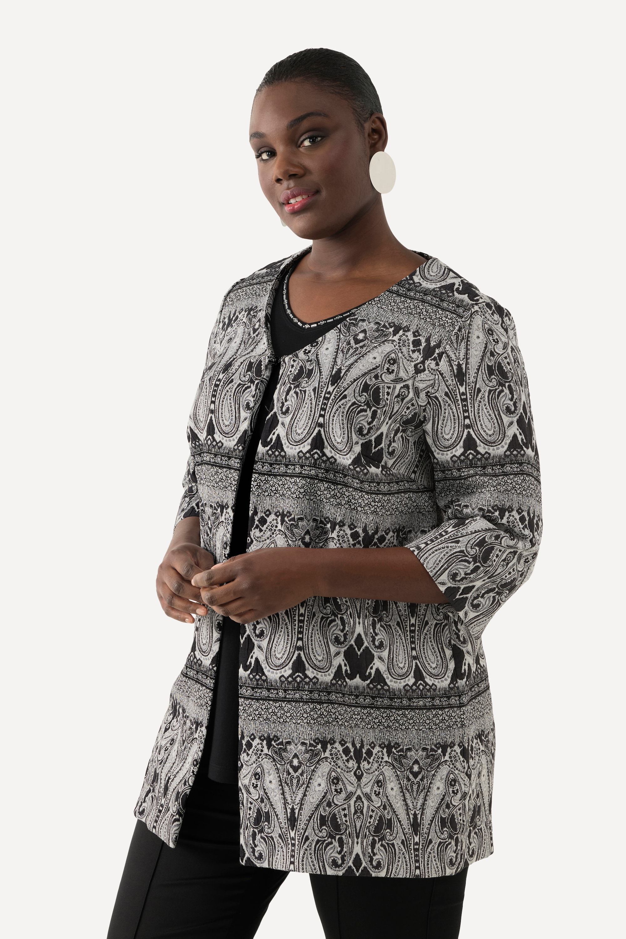 Veste motif cachemire à encolure en V et, ULLA POPKEN
