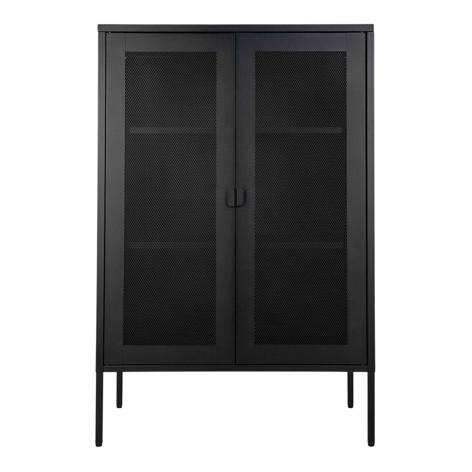 Buffet vitrine métal noir portes grillagées ODENSE, PIER IMPORT
