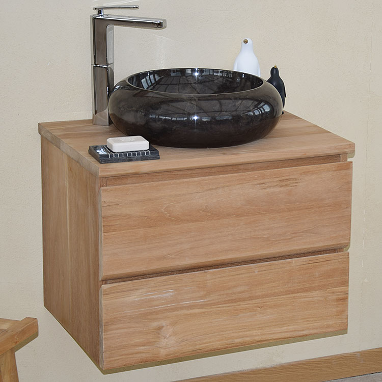Meuble suspendu 2 tiroirs en teck massif 60 cm - KHARART, WILDWATER