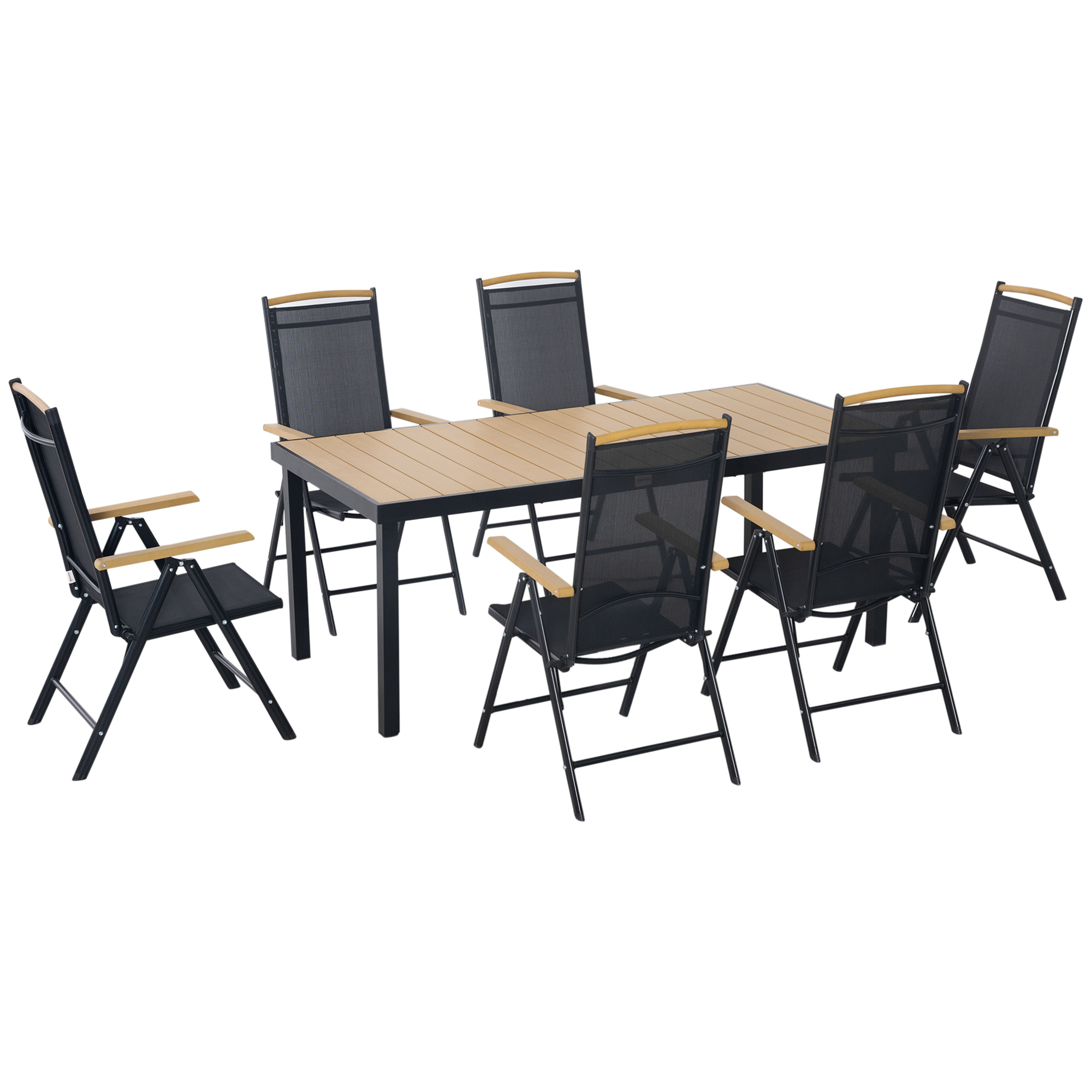 Ensemble de salon de jardin Aluminium Bois, OUTSUNNY