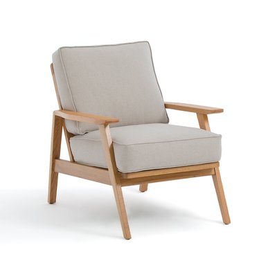 Vintage fauteuil in eik en katoen/linnen, Linna LA REDOUTE INTERIEURS