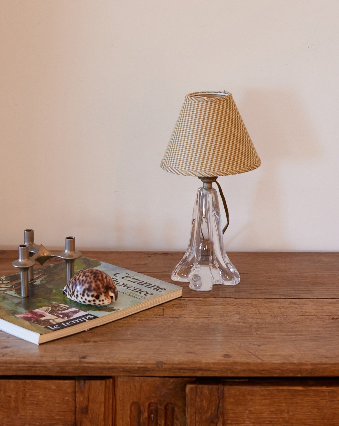 Petite lampe en cristal et vichy Suzanne N°645 - Bon état, DEBONGOUT