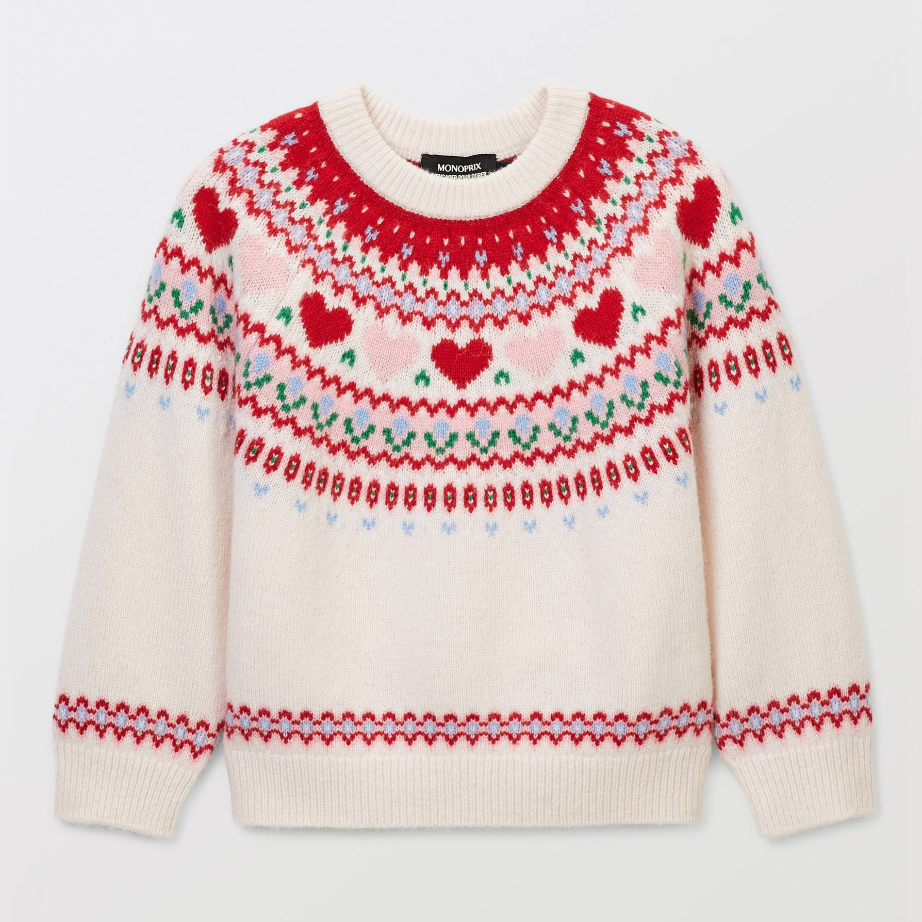 Pull jacquard contenant de la laine, MONOPRIX