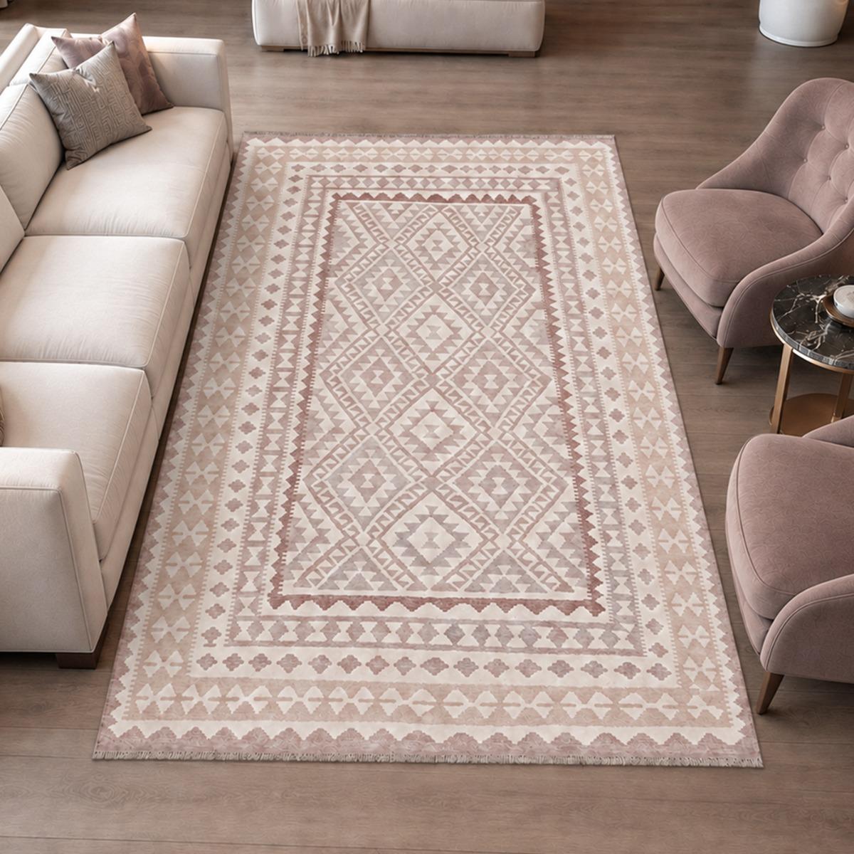 Tapis kilim géométrique, tissé plat en laine, KILIM 67, UN AMOUR DE TAPIS