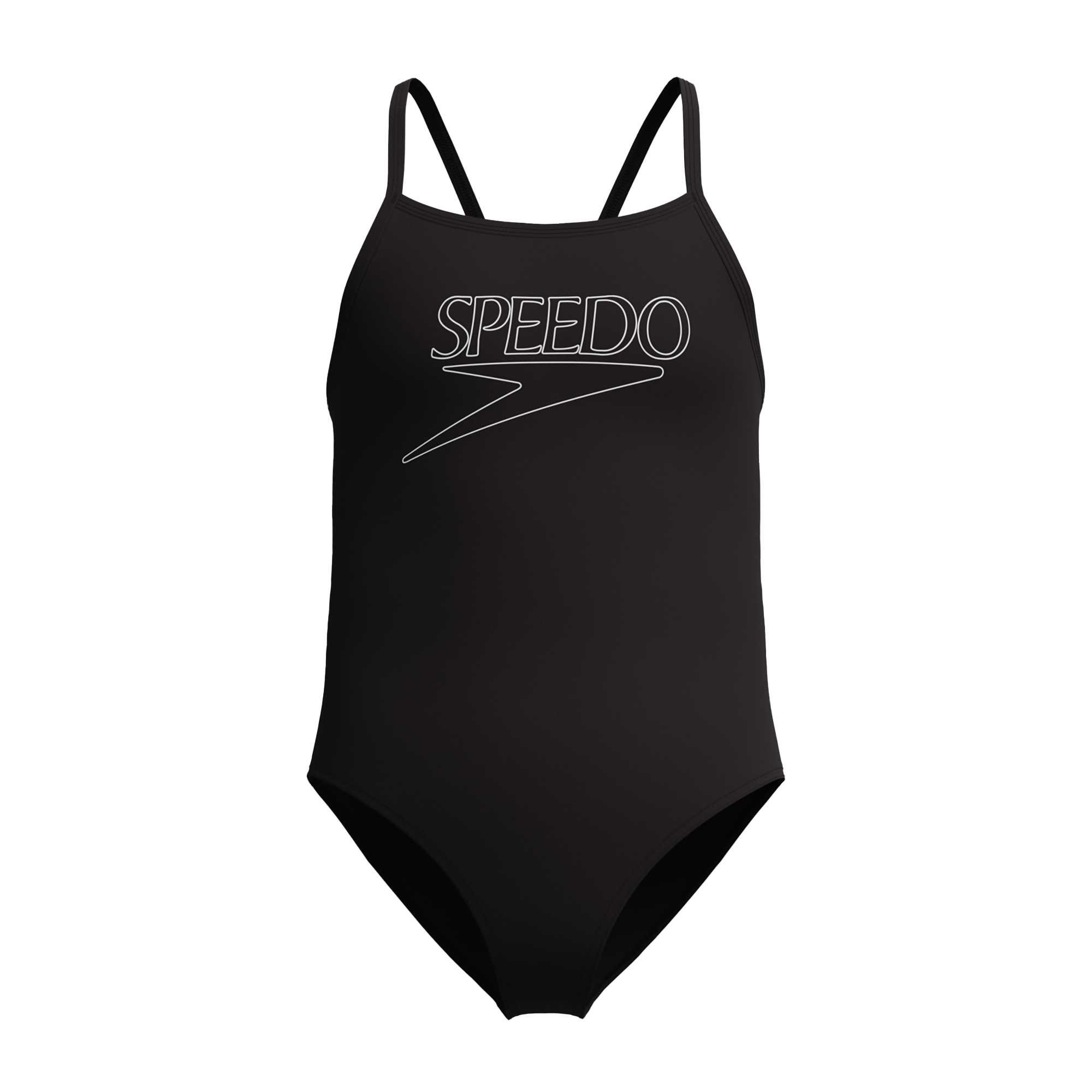 Maillot de bain 1 pièce à bretelles fines motif/style logo, SPEEDO