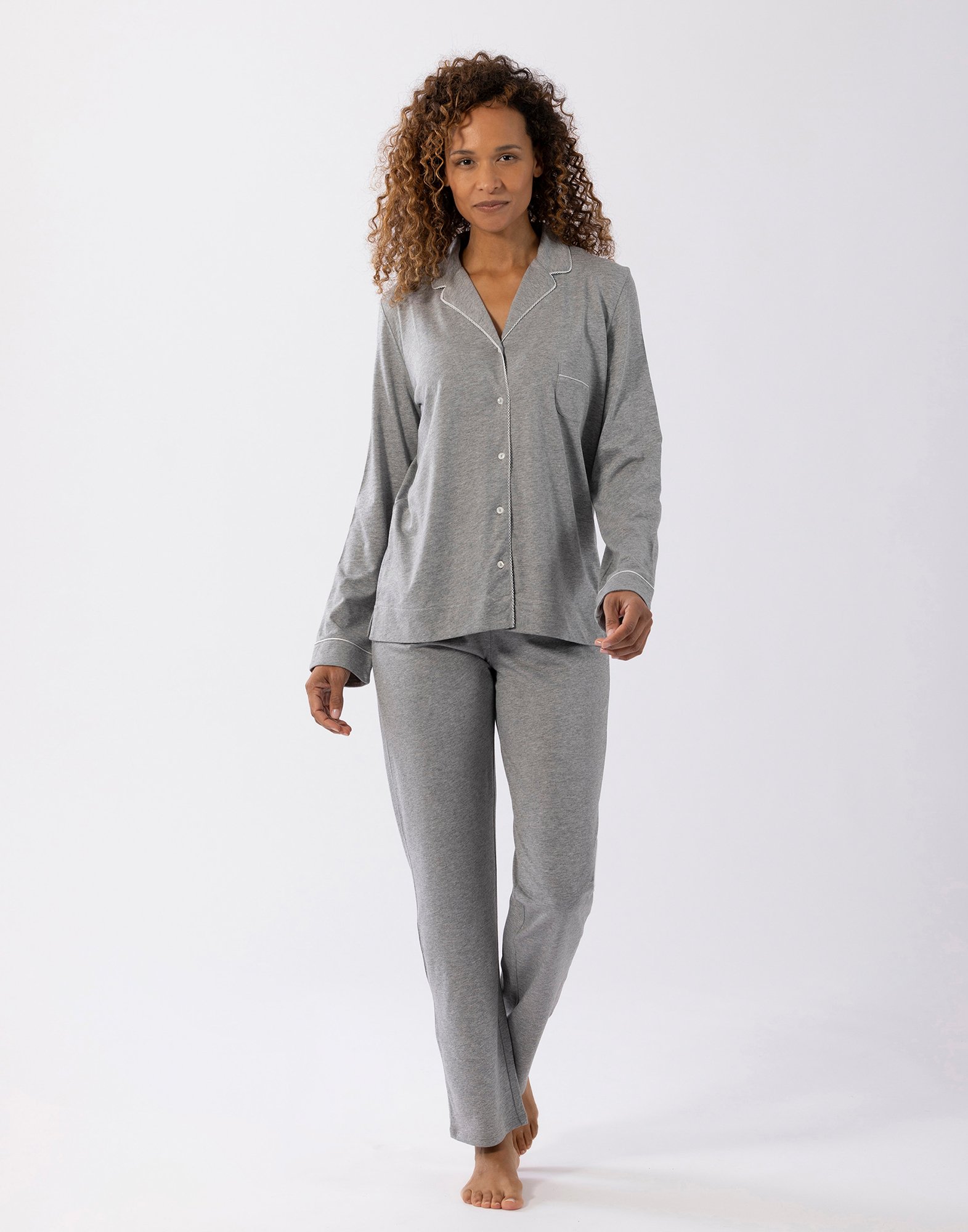 Pyjama Femme Amazon Essentials - Col Cranté, Coton Modal, Boutonnage