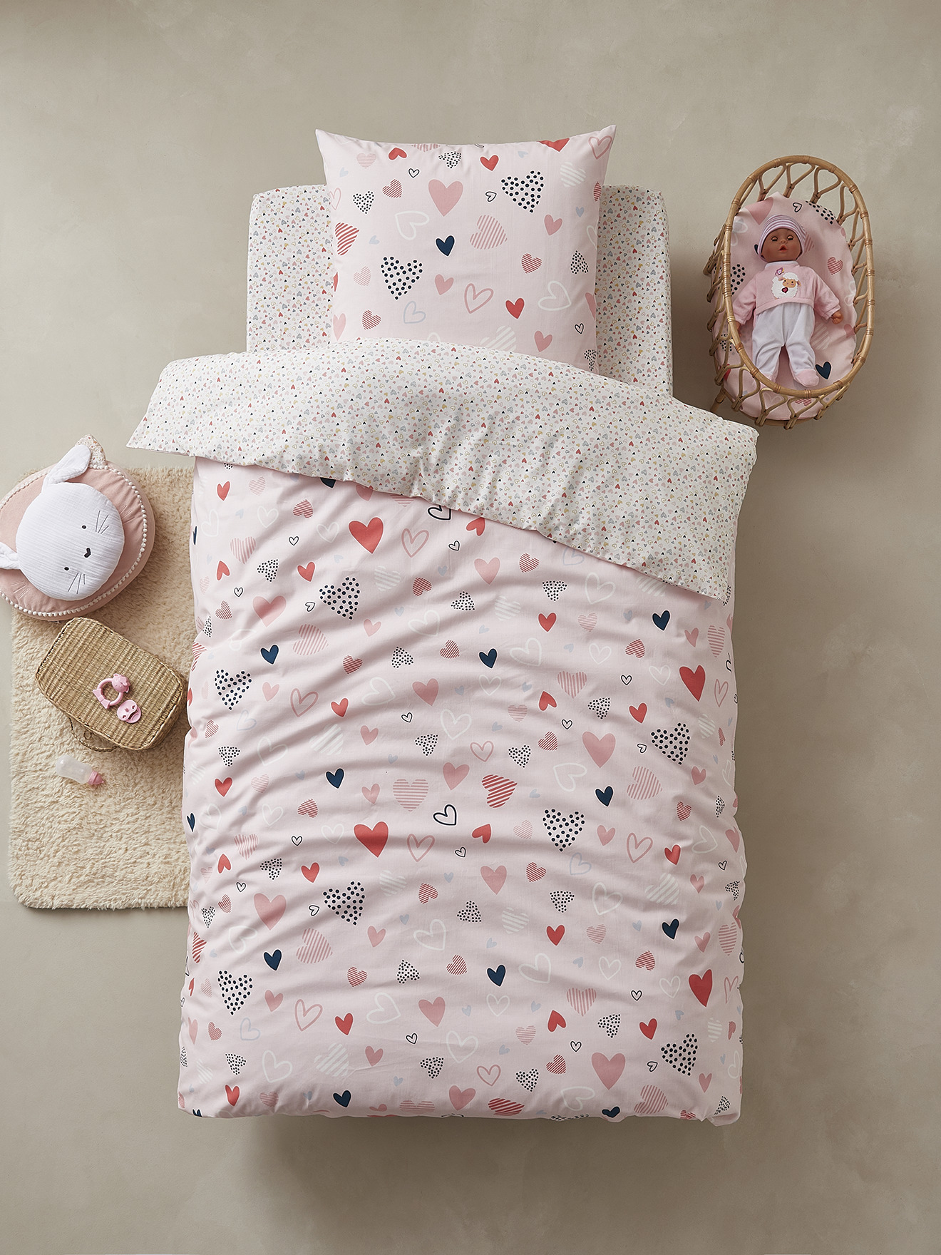 Housse De Couette Enfant Pottery Barn Twin Pois épingles Rose 100% Coton Bio
