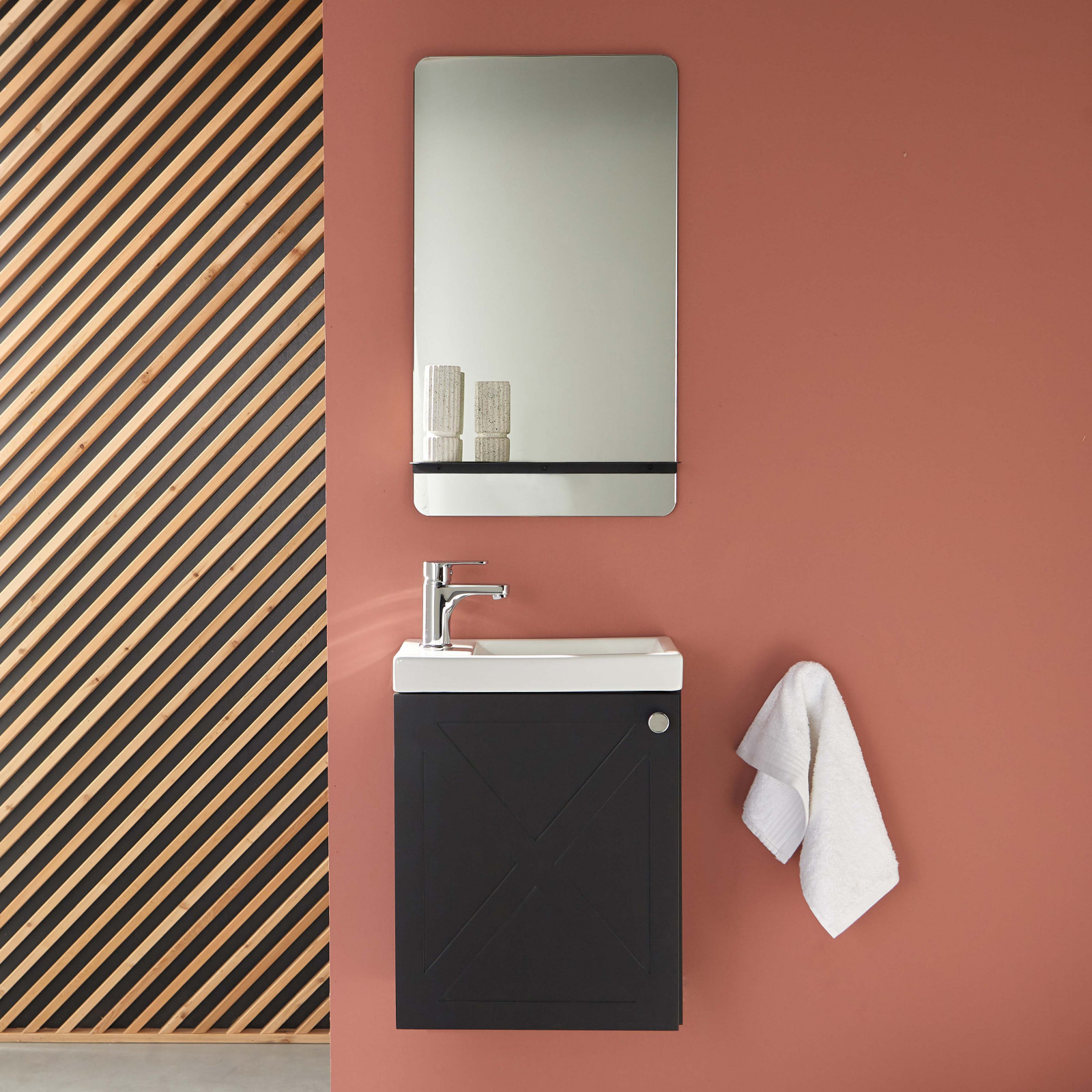 Ensemble meuble lave-mains+miroir+robinet AVA, MOB IN