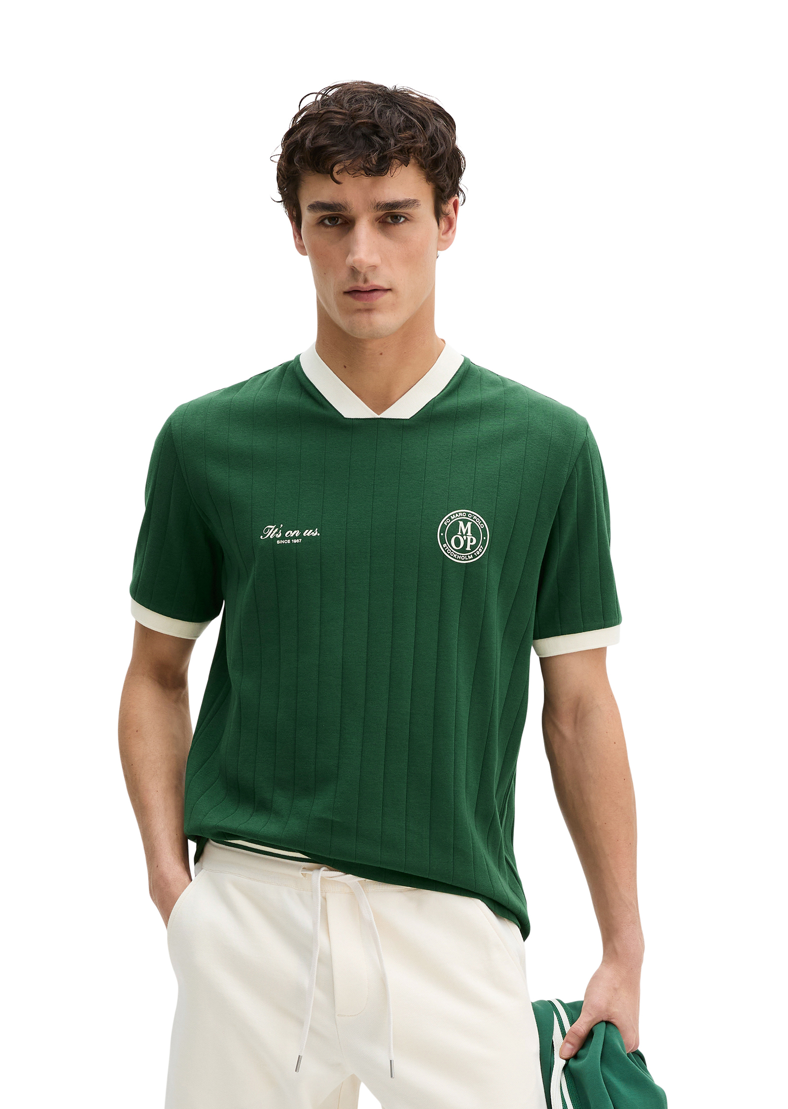 MOP Club '67 Football Tricot Shirt, Rib avec un grand imprimé au dos, MARC O'POLO