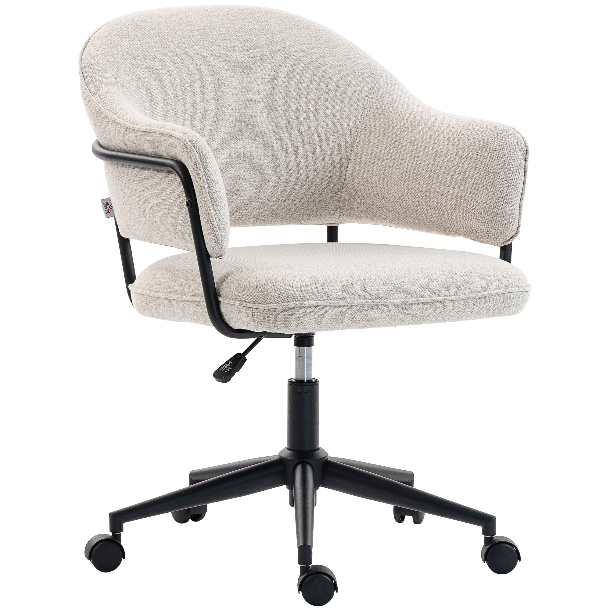 Chaise de bureau Lin (100% polyester) Blanc, HOMCOM