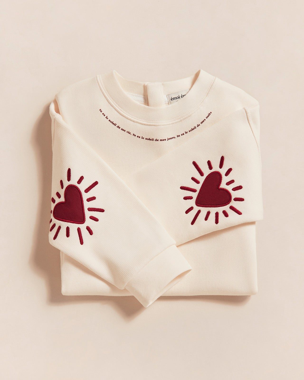 Sweat avec coudières en coton bio, CŒUR SOLAIRE, EMOI EMOI
