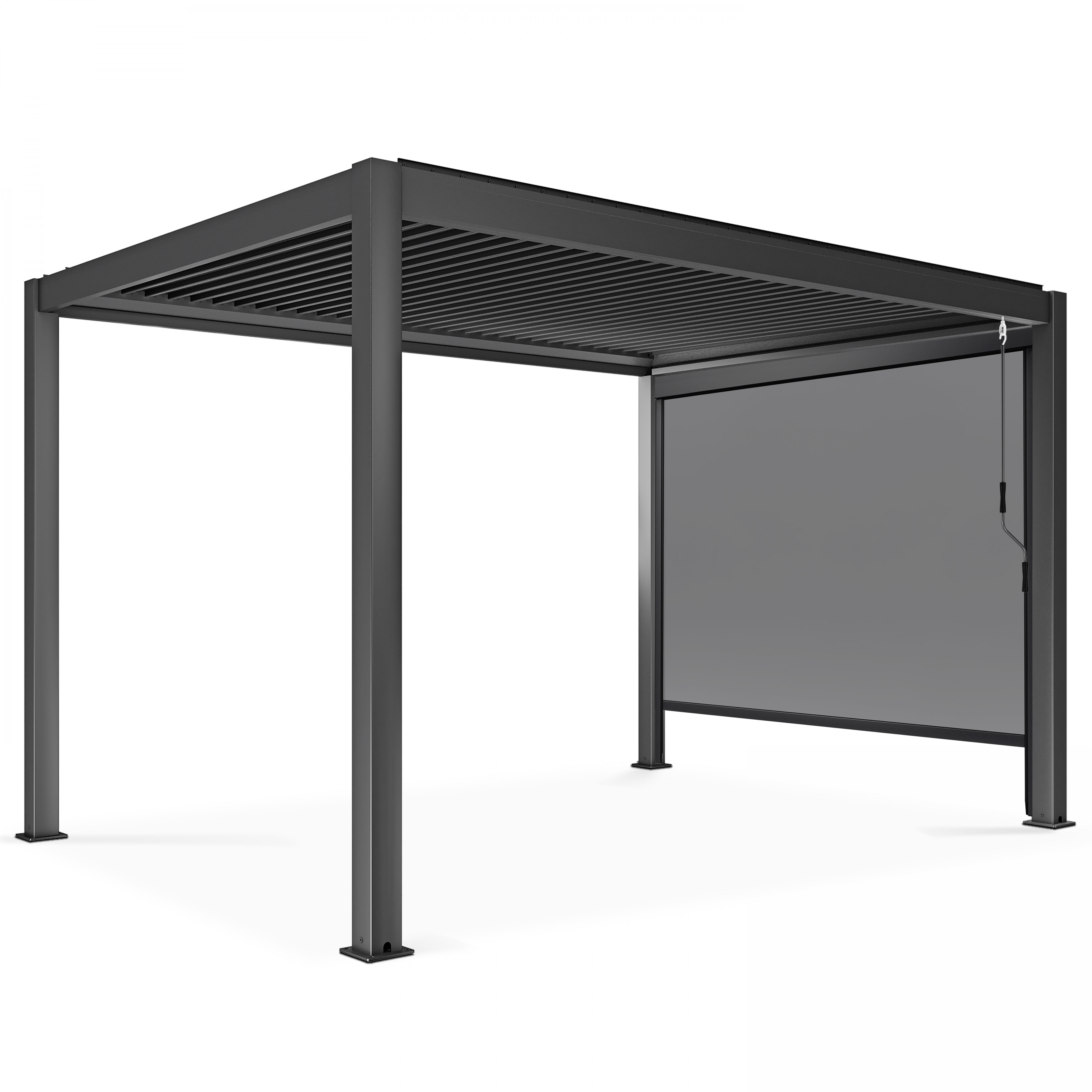 Pergola bioclimatique 3x4m autoportée avec 1 store 2,66 x 2,34 m, OVIALA