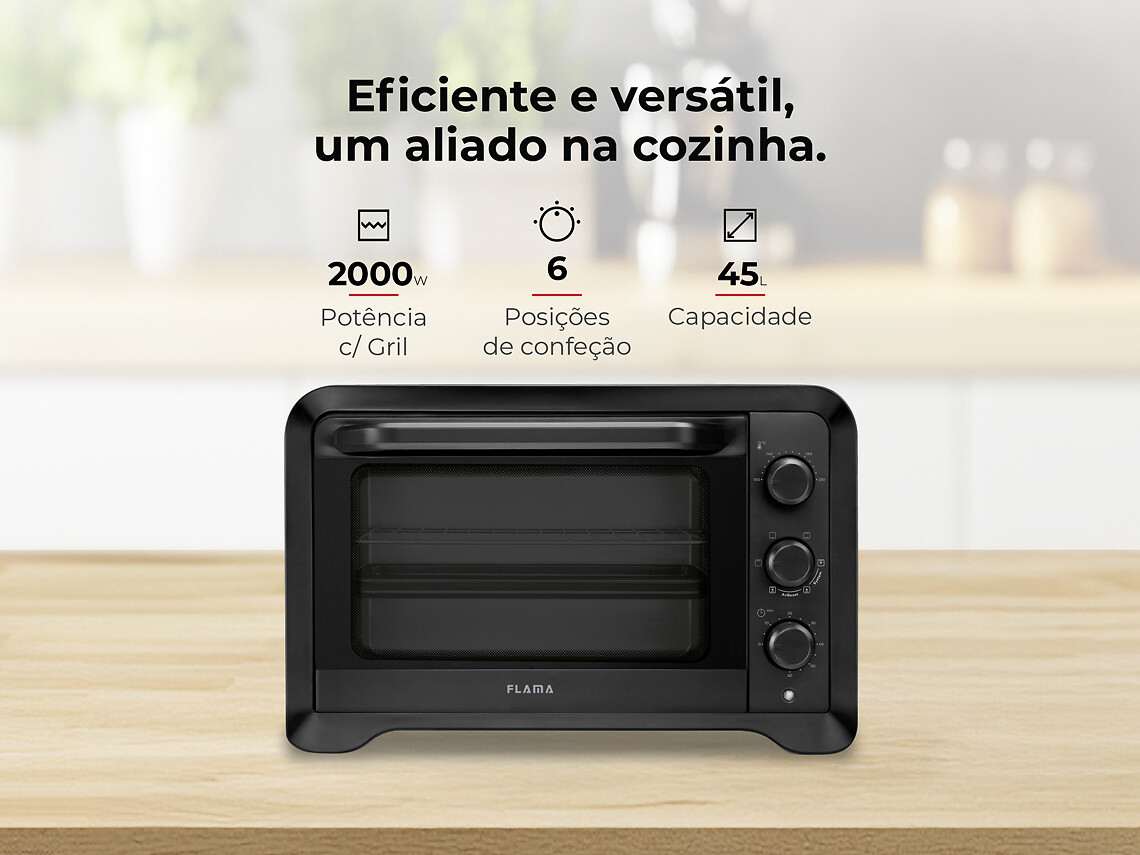Mini Forno de Convecção 45L 2000W 1538FL, FLAMA, FLAMA