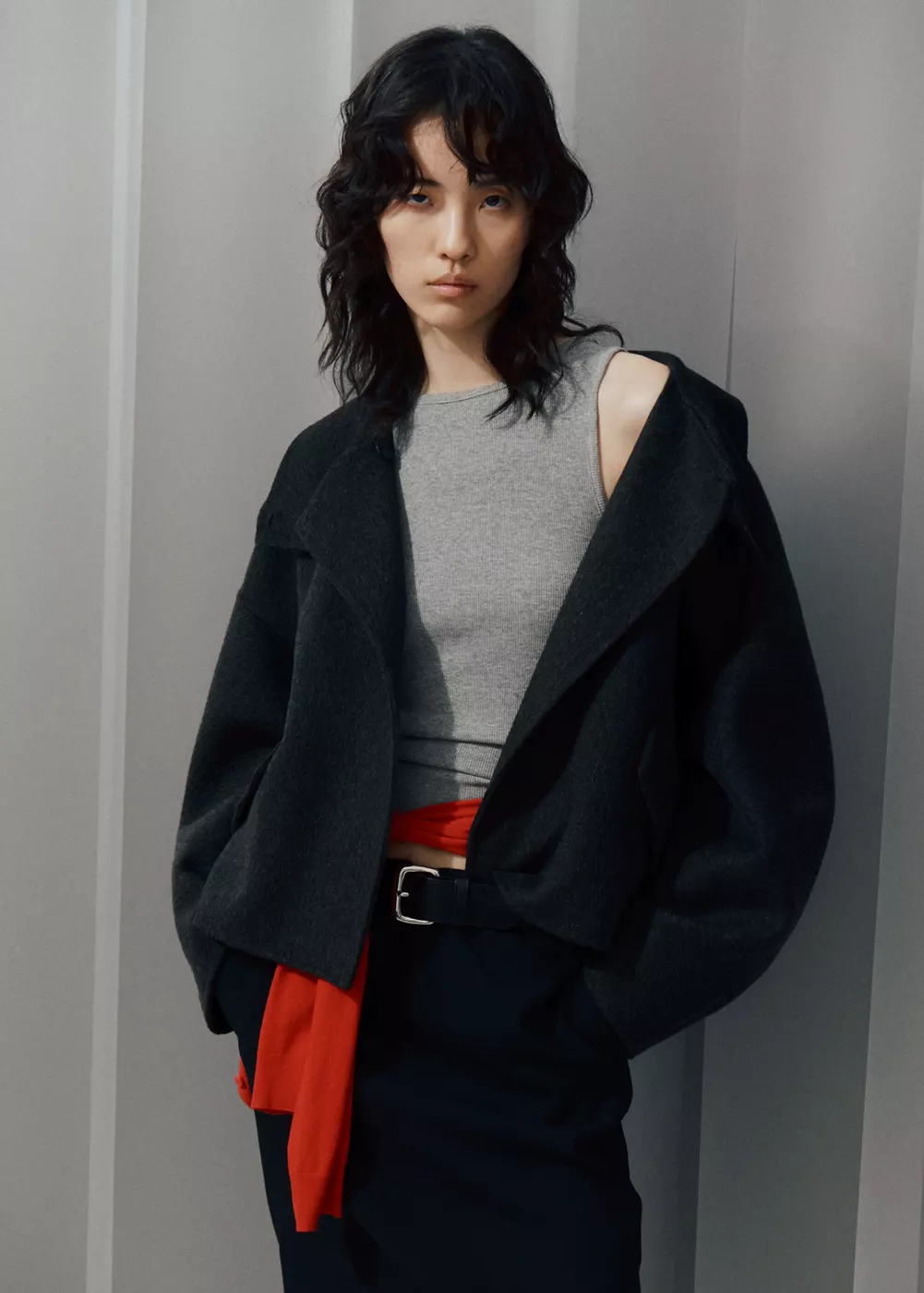 Veste laine col cheminée, MANGO