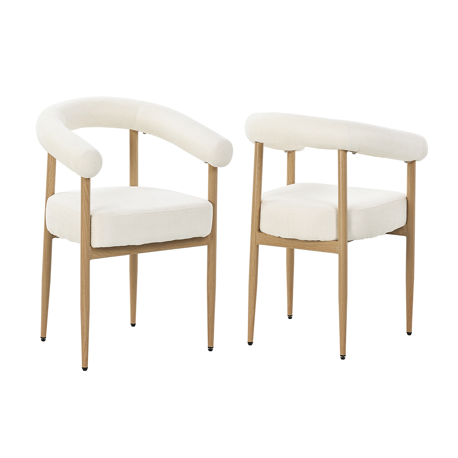 Lot de 2 fauteuils de salle à manger modernes en tissu chenille, HUGG, MEUBLES COSY