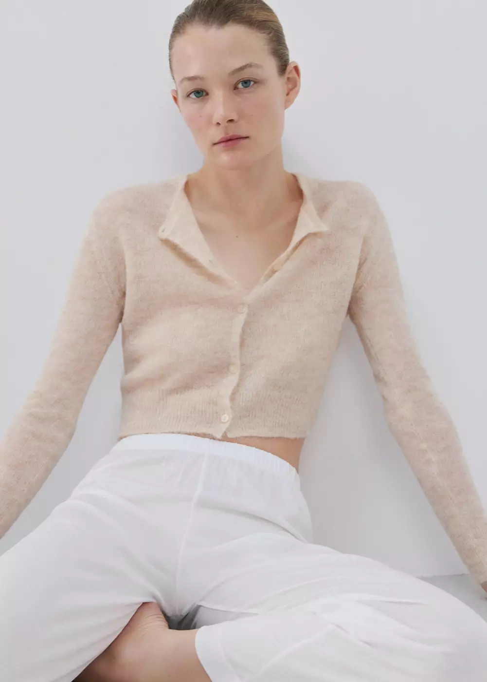 Cardigan court en mélange de laine et d'alpaga, MANGO