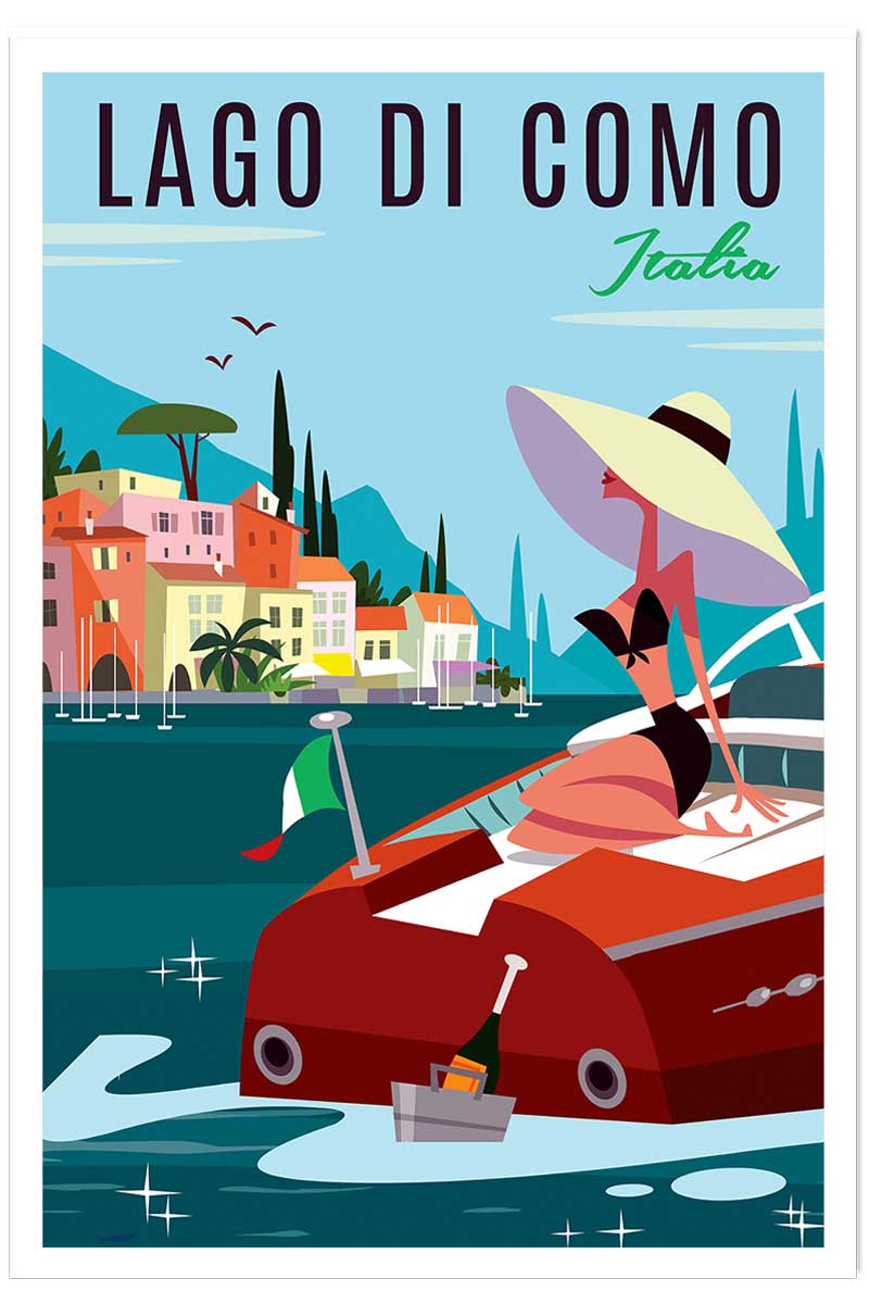 Poster retro lac de côme, HEXOA