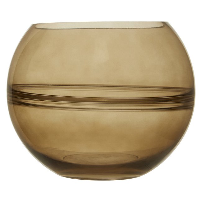 16cm Optik Smoked Glass Round Vase, smoky, SO'HOME