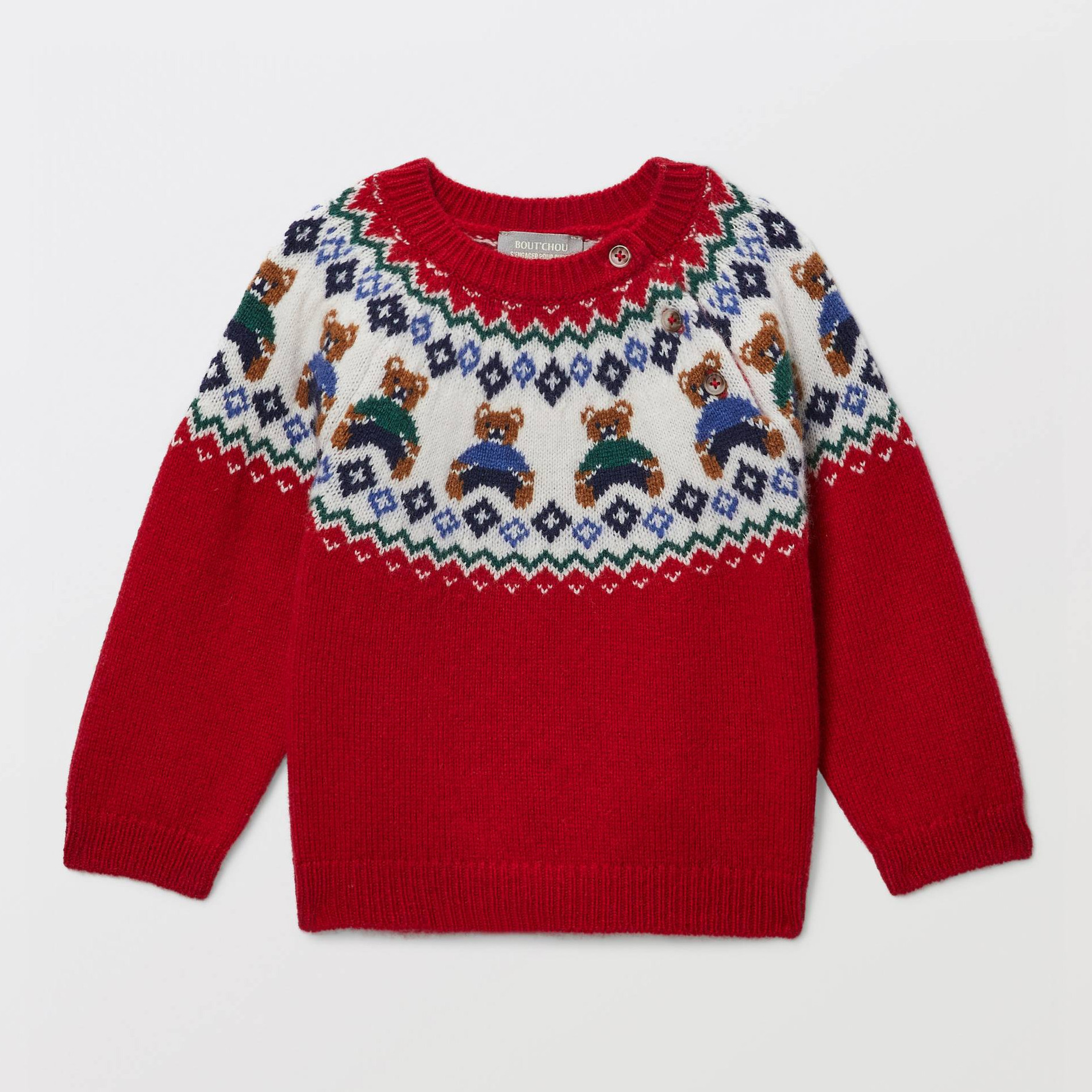 Pull jacquard contenant de la laine, BOUT'CHOU